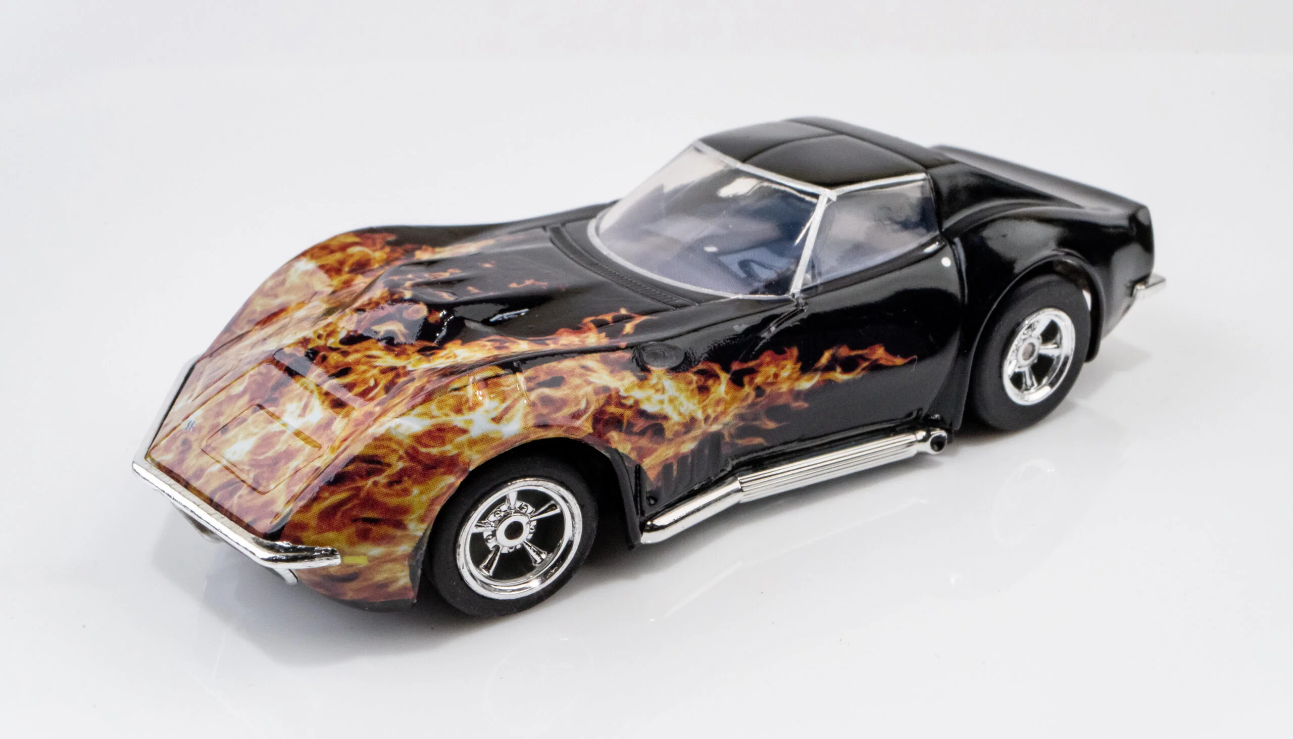 AFX 1968 Corvette L88 Black/Flame HO Scale Slot Car