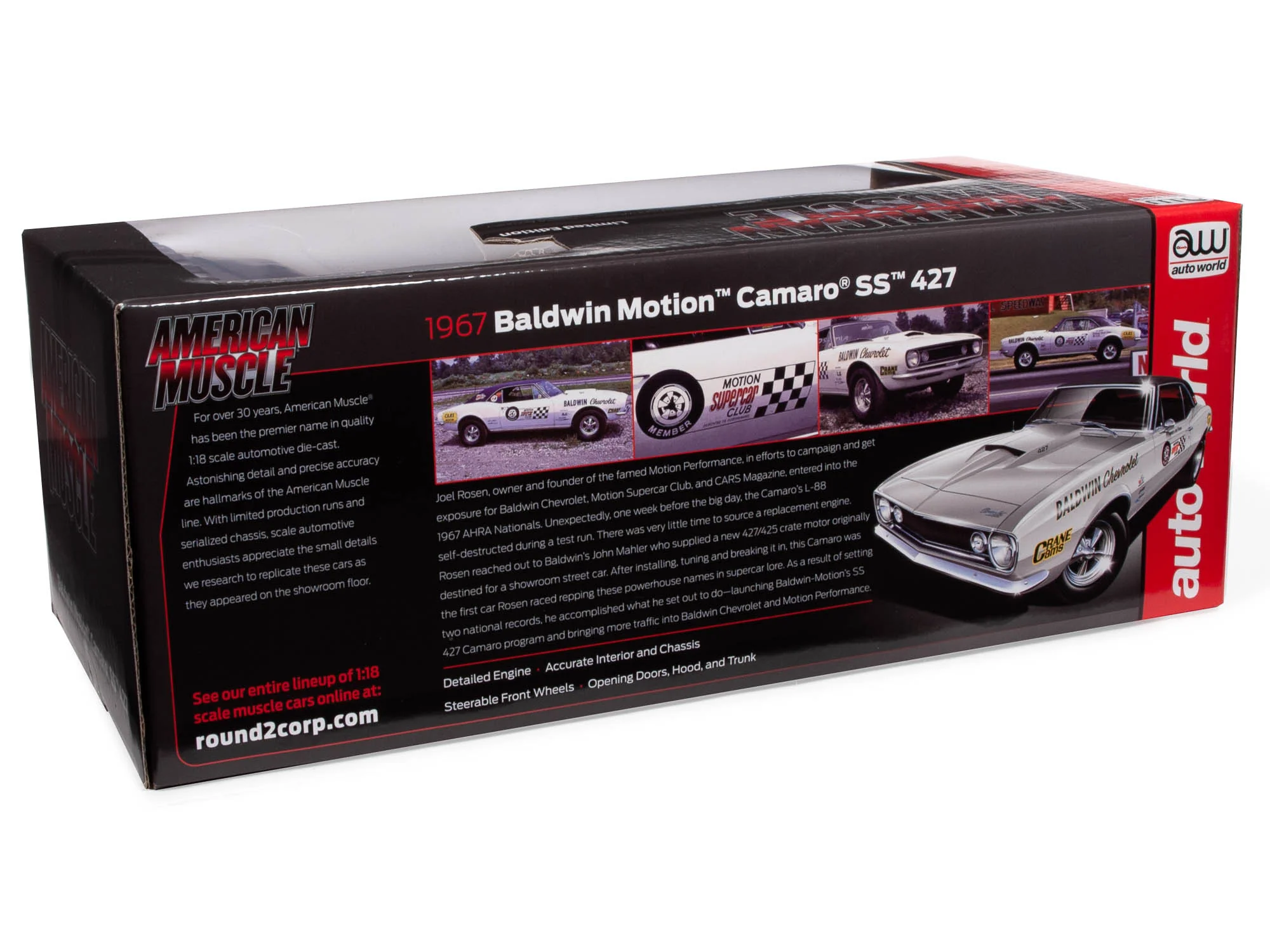 American Muscle 1967 Chevrolet Camaro SS (Baldwin Motion) 1:18 Scale Diecast - Image 12