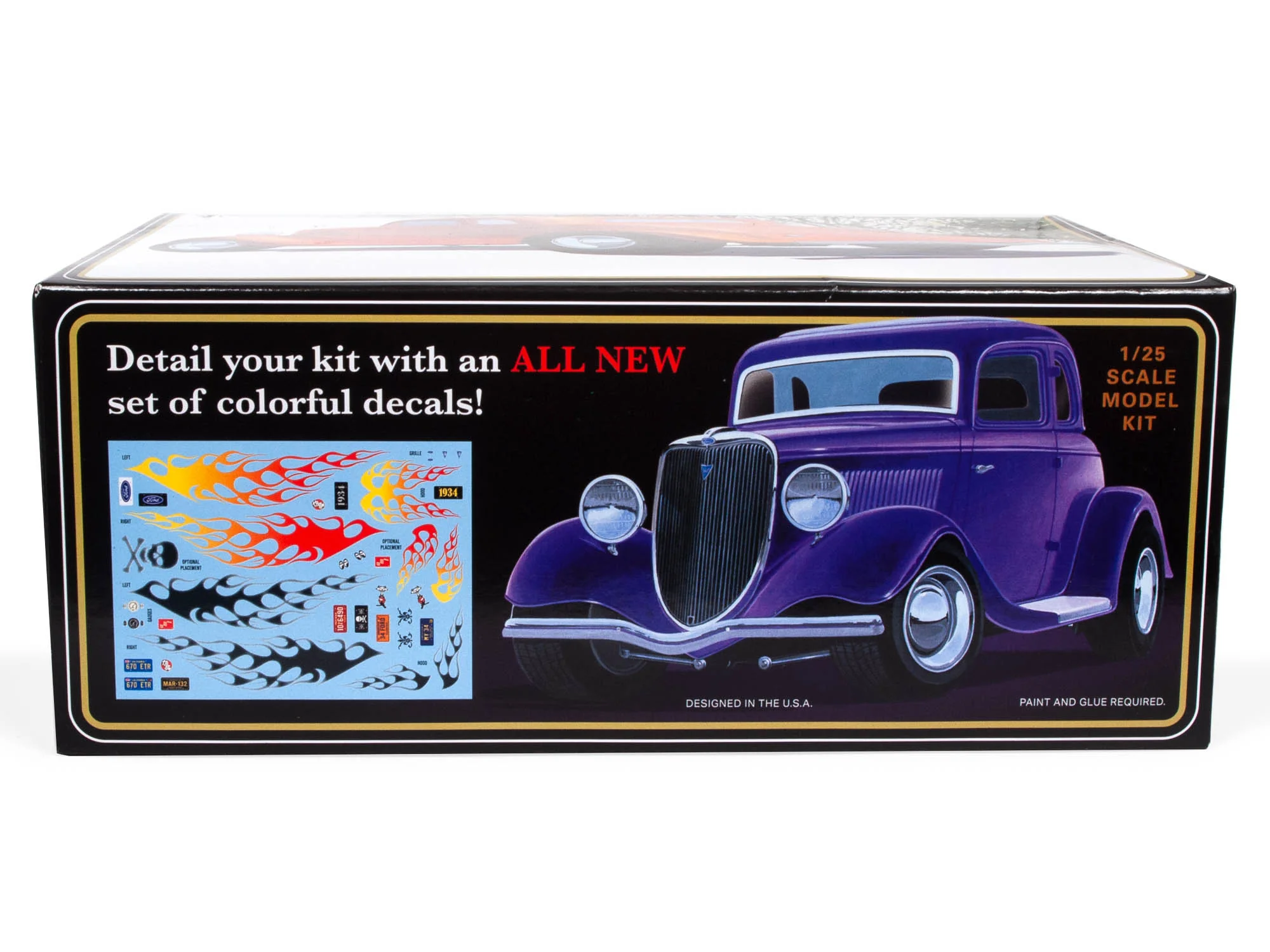 AMT 1934 Ford 5-Window Coupe Street Rod 1:25 Scale Model Kit - Image 3