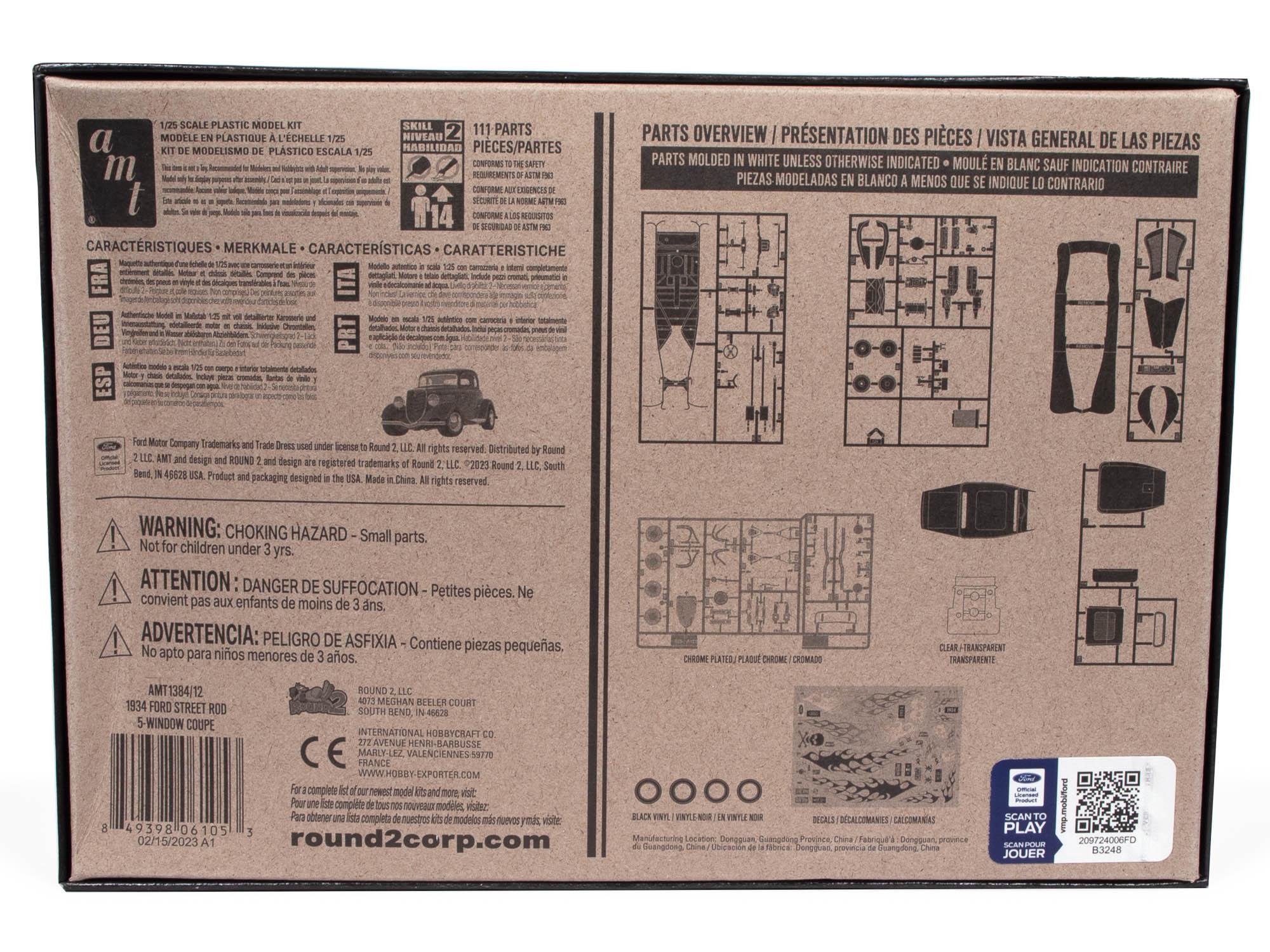 AMT 1934 Ford 5-Window Coupe Street Rod 1:25 Scale Model Kit - Image 4
