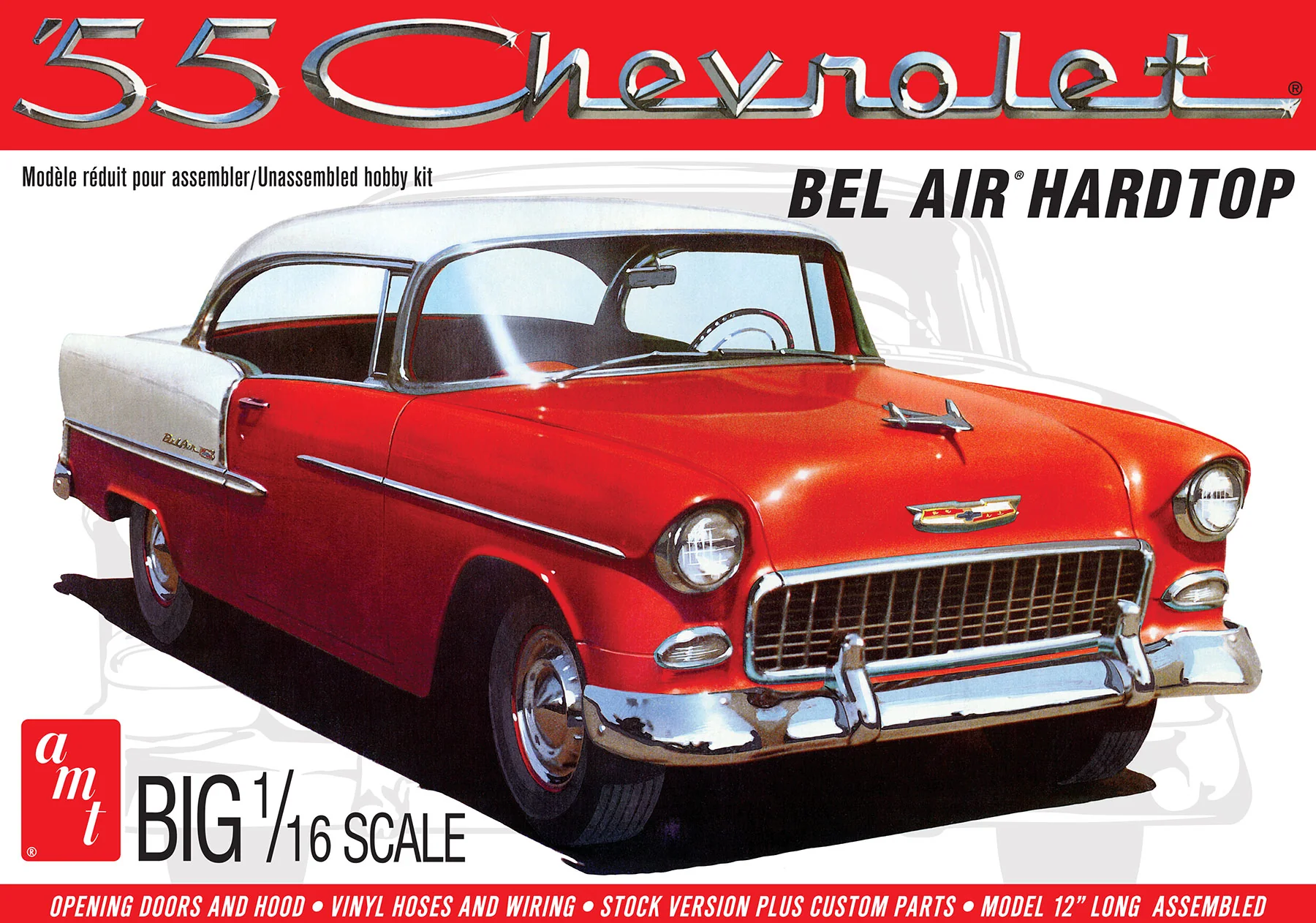 AMT 1955 Chevy Bel Air Hardtop 1:16 Scale Model Kit - Image 7