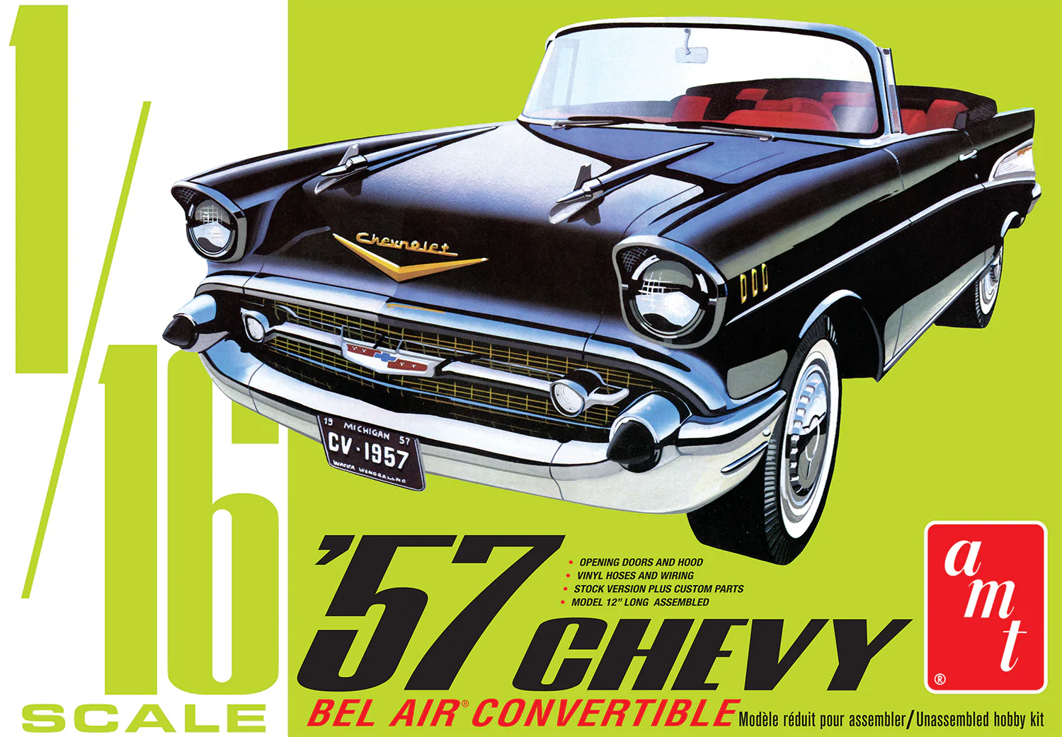 AMT 1957 Chevy Bel Air Convertible 1:16 Scale Model Kit - Image 5