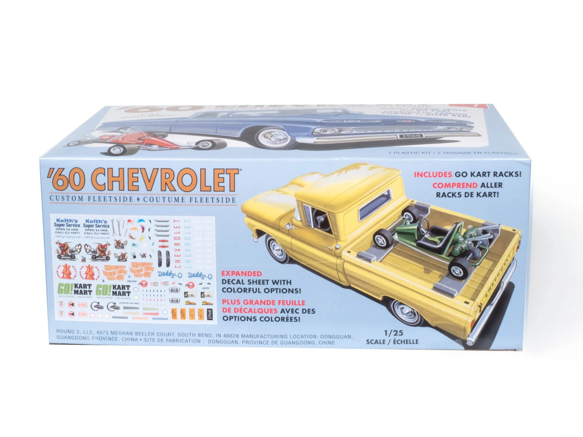 AMT 1960 Chevy Custom Fleetside Pickup w-Go Kart 1:25 Scale Model Kit - Image 3