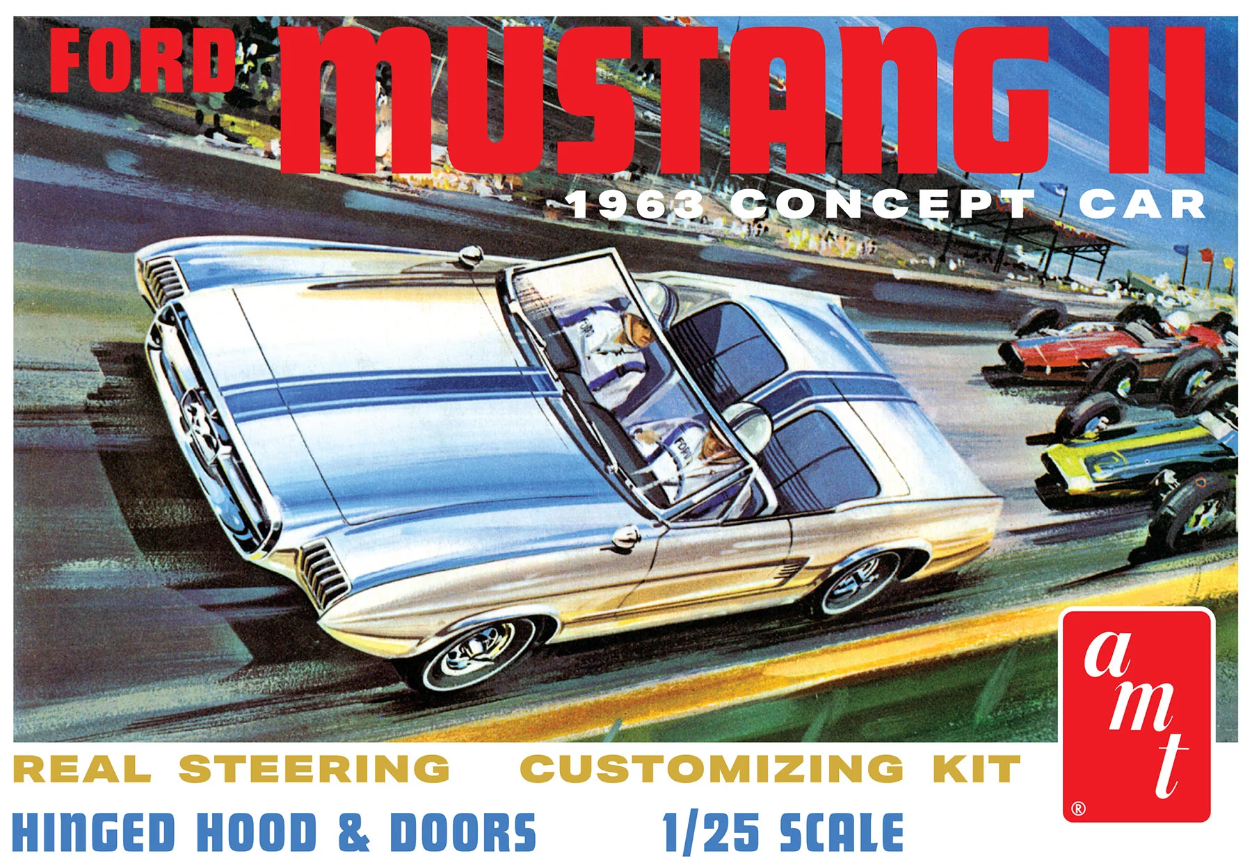 AMT 1963 Ford Mustang II Concept Car 1:25 Scale Model Kit - Image 7