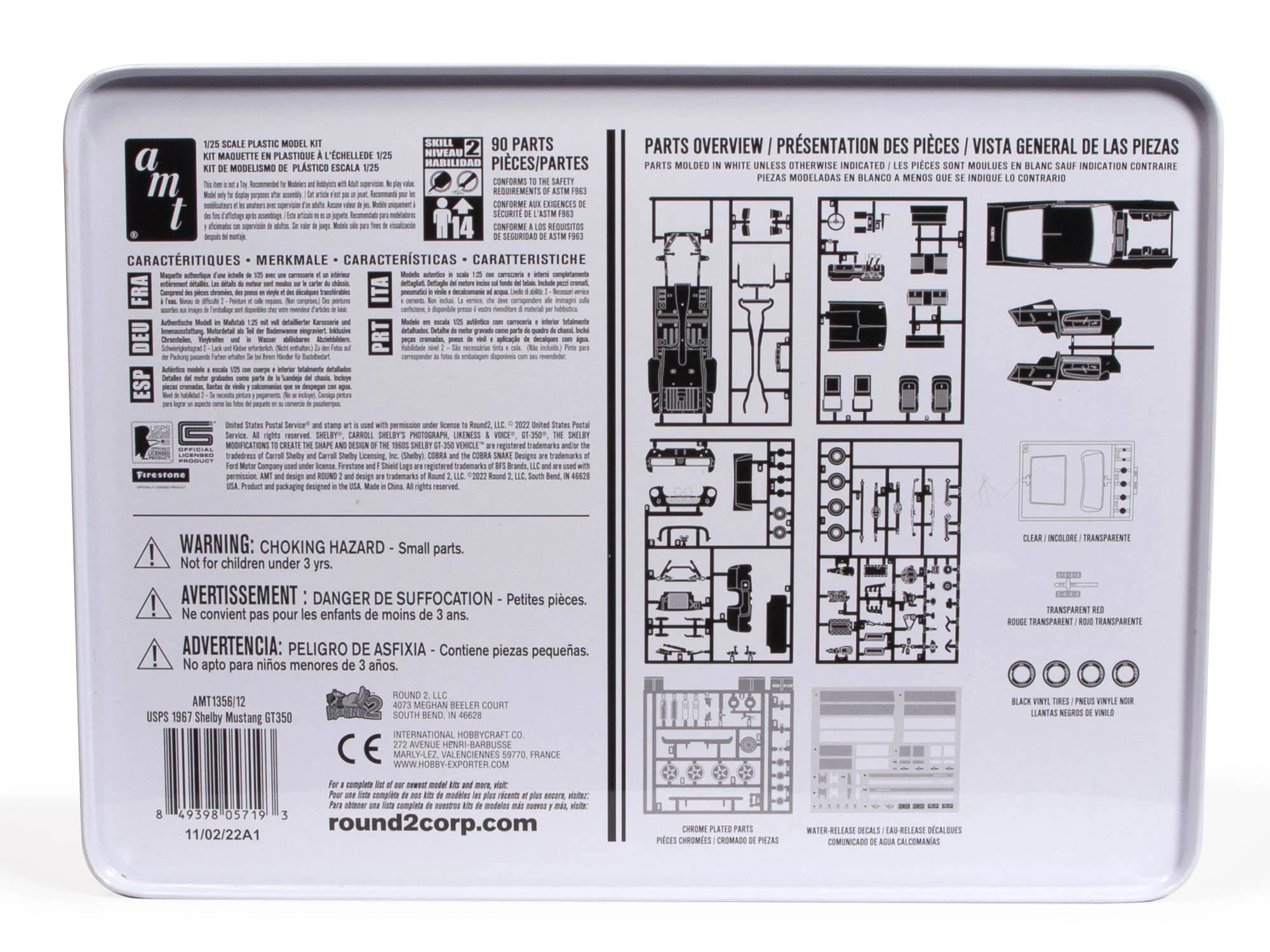 AMT 1967 Shelby GT350 USPS Stamp Series (Tin) 1:25 Scale Model Kit - Image 4