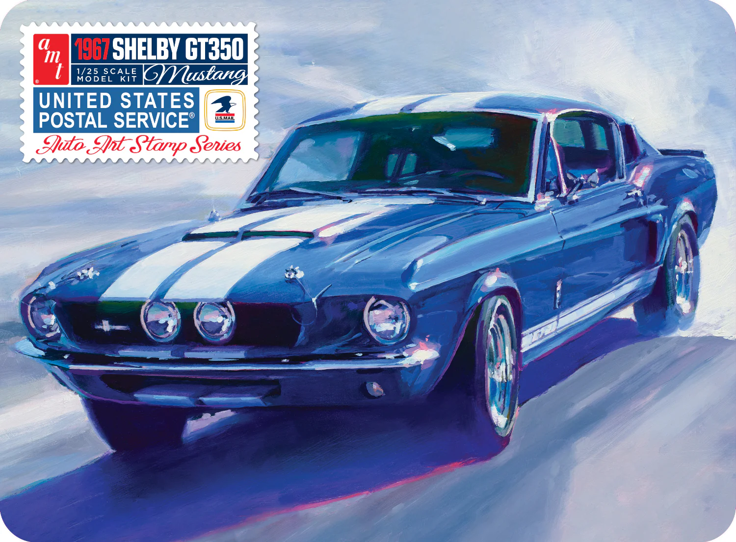 AMT 1967 Shelby GT350 USPS Stamp Series (Tin) 1:25 Scale Model Kit - Image 6