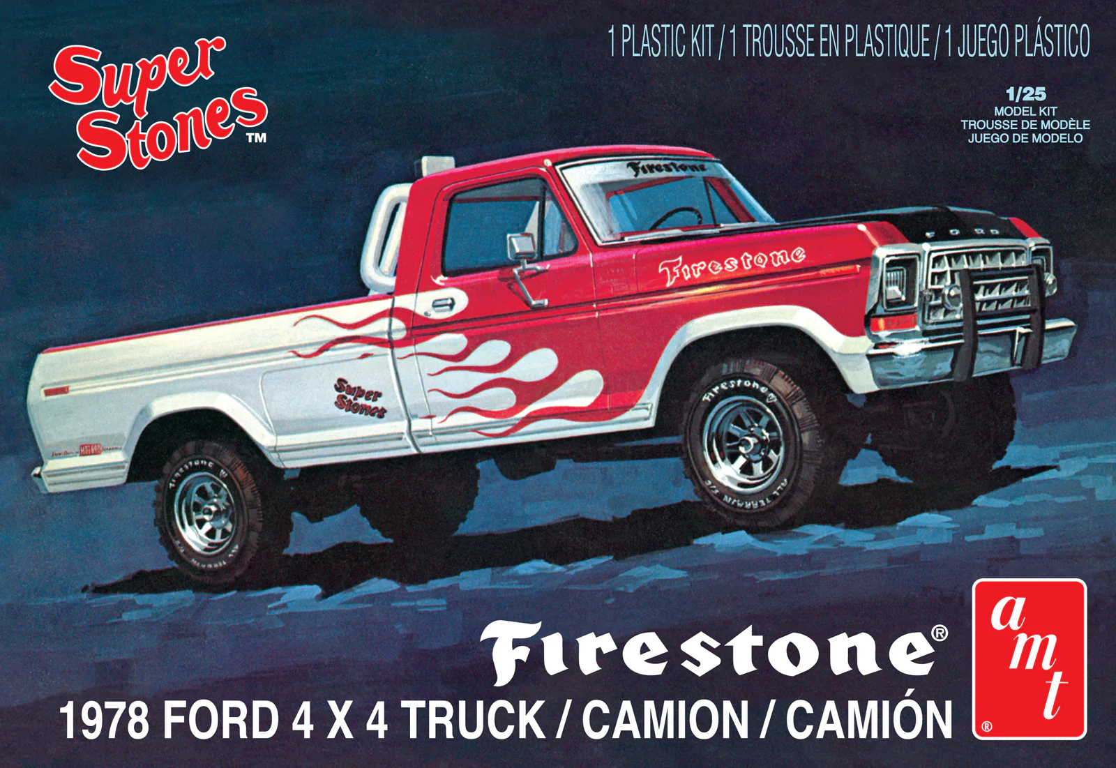 AMT 1978 Ford Pickup "Firestone Super Stones" 1:25 Scale Model Kit - Image 5