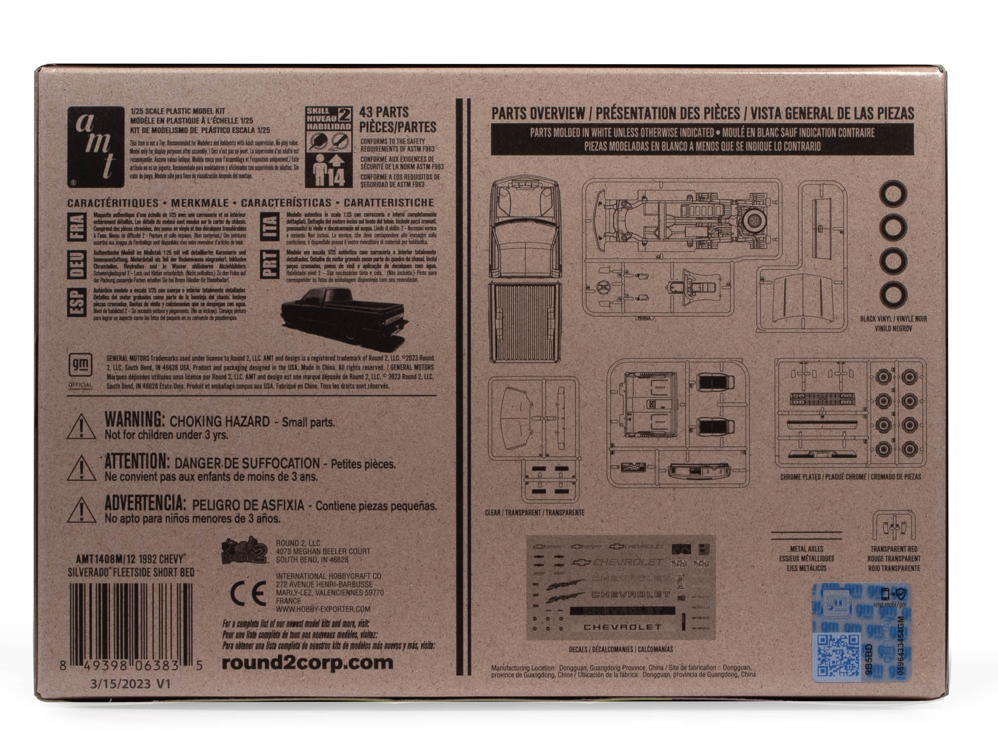 AMT 1992 Chevrolet Silverado Shortbed Fleetside Pickup Easy Build 1:25 Scale Model Kit - Image 4