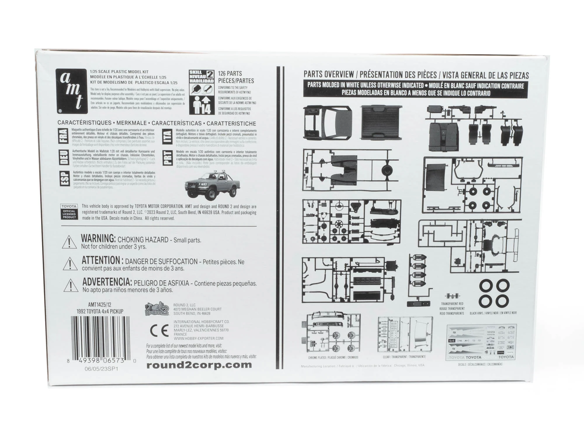 AMT 1992 Toyota 4x4 Pickup 1:20 Scale Model Kit - Image 5