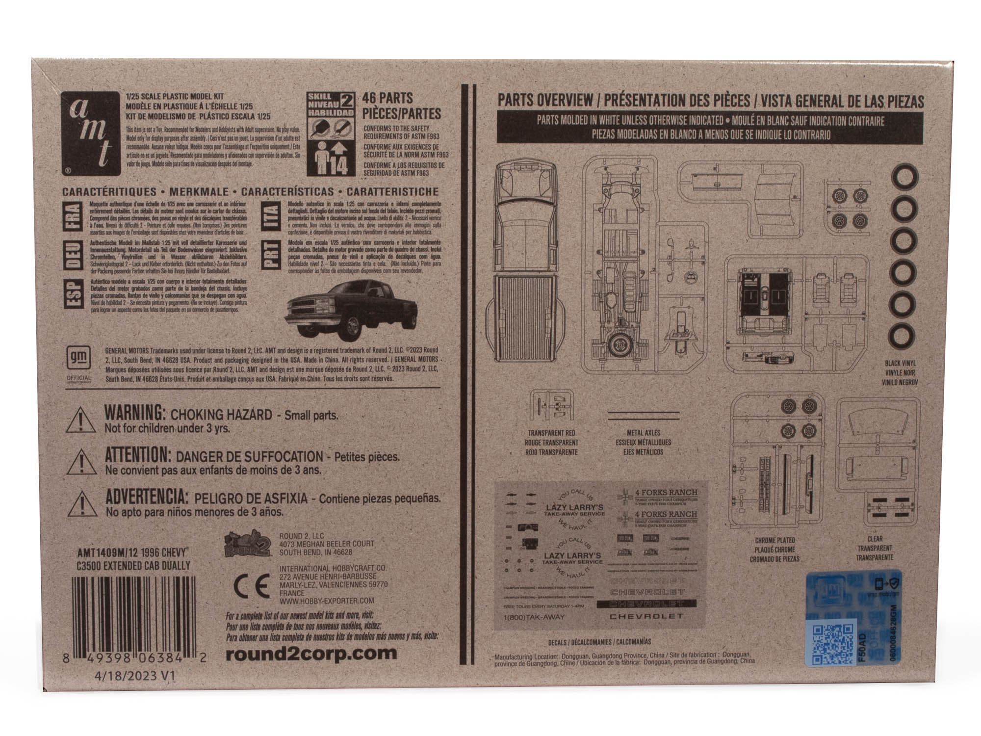AMT 1996 Chevrolet C-3500 Dually Pickup Easy Build 1:25 Scale Model Kit - Image 4