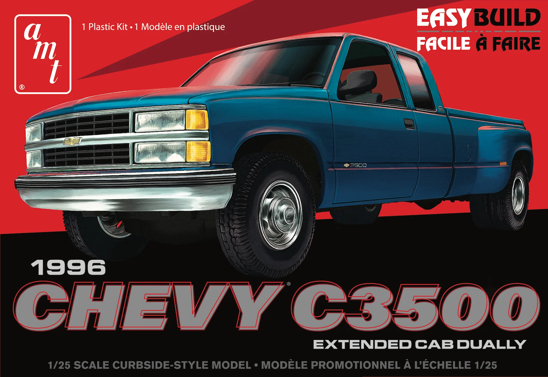 AMT 1996 Chevrolet C-3500 Dually Pickup Easy Build 1:25 Scale Model Kit - Image 5
