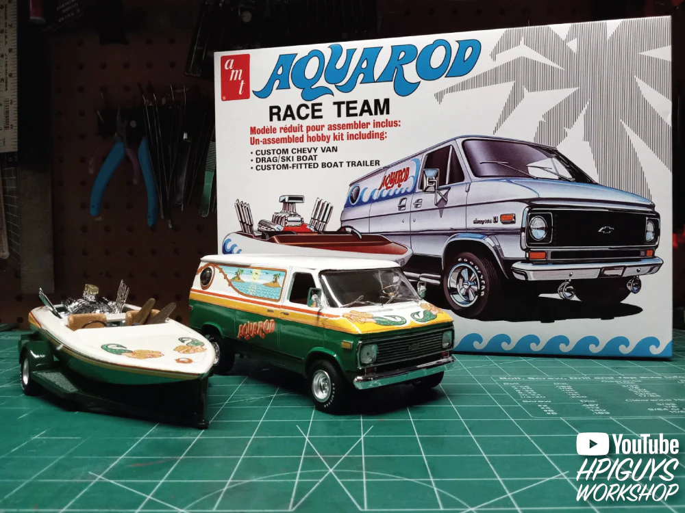 AMT Aqua Rod Race Team 1975 Chevy Van, Race Boat & Trailer 1:25 Scale Model Kit - Image 5