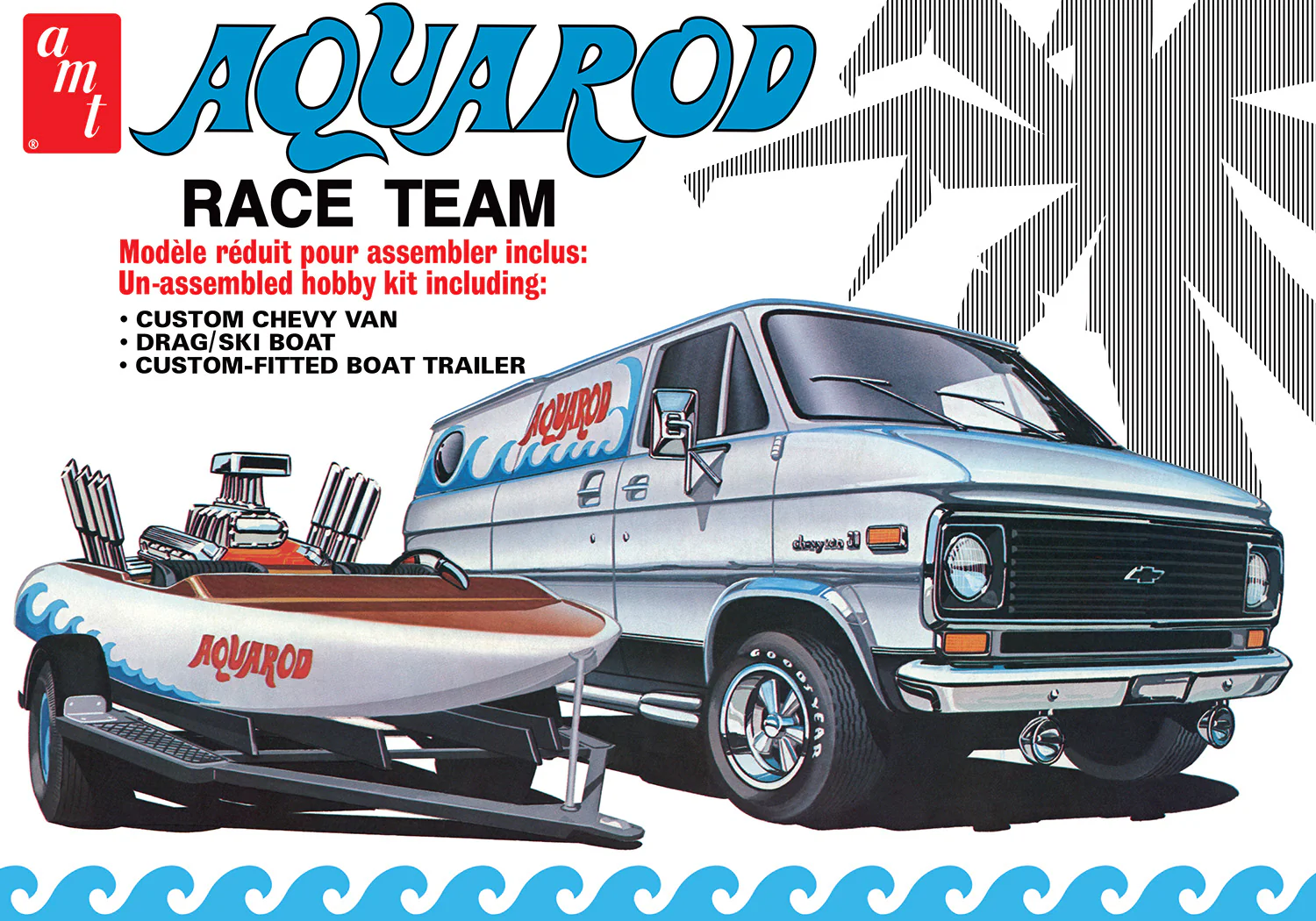 AMT Aqua Rod Race Team 1975 Chevy Van, Race Boat & Trailer 1:25 Scale Model Kit - Image 6