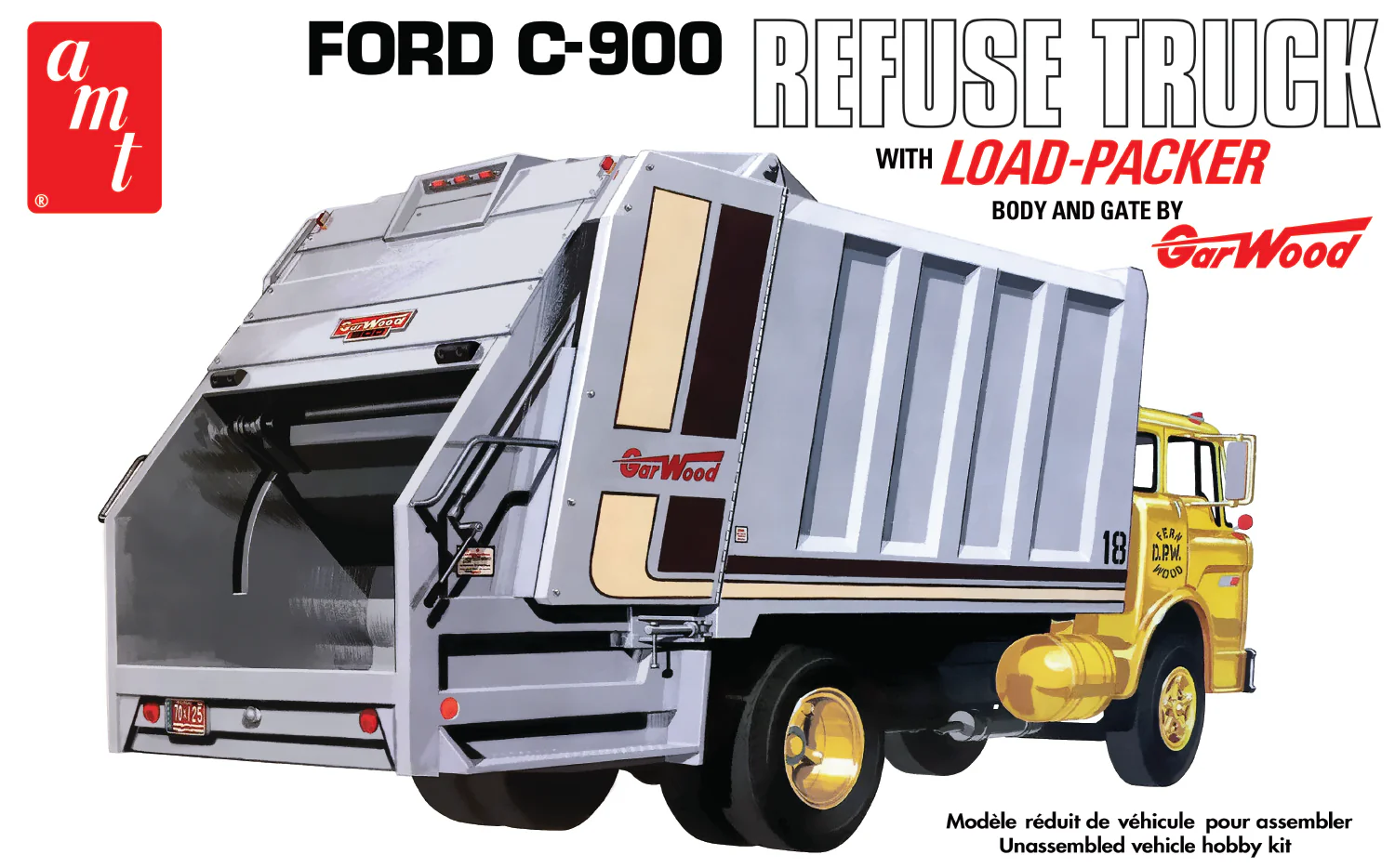AMT Ford C-900 Gar Wood Load Packer Garbage Truck 1:25 Scale Model Kit - Image 5