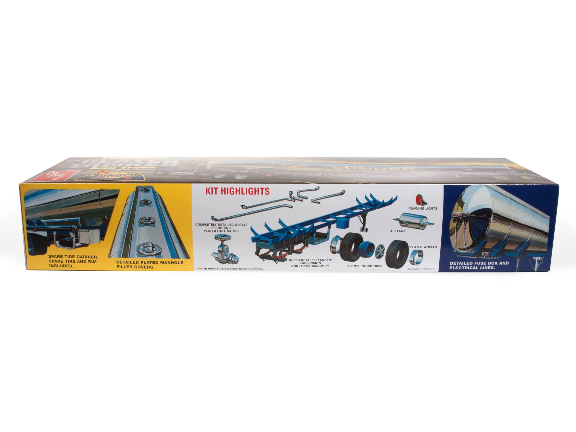AMT Fruehauf Plated Tanker Trailer (Sunoco) 1:25 Scale Model Kit - Image 3