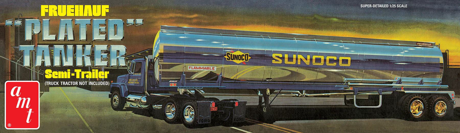 AMT Fruehauf Plated Tanker Trailer (Sunoco) 1:25 Scale Model Kit - Image 6