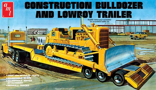 AMT Lowboy Trailer & Bulldozer Combo 1:25 Scale Model Kit - Image 5