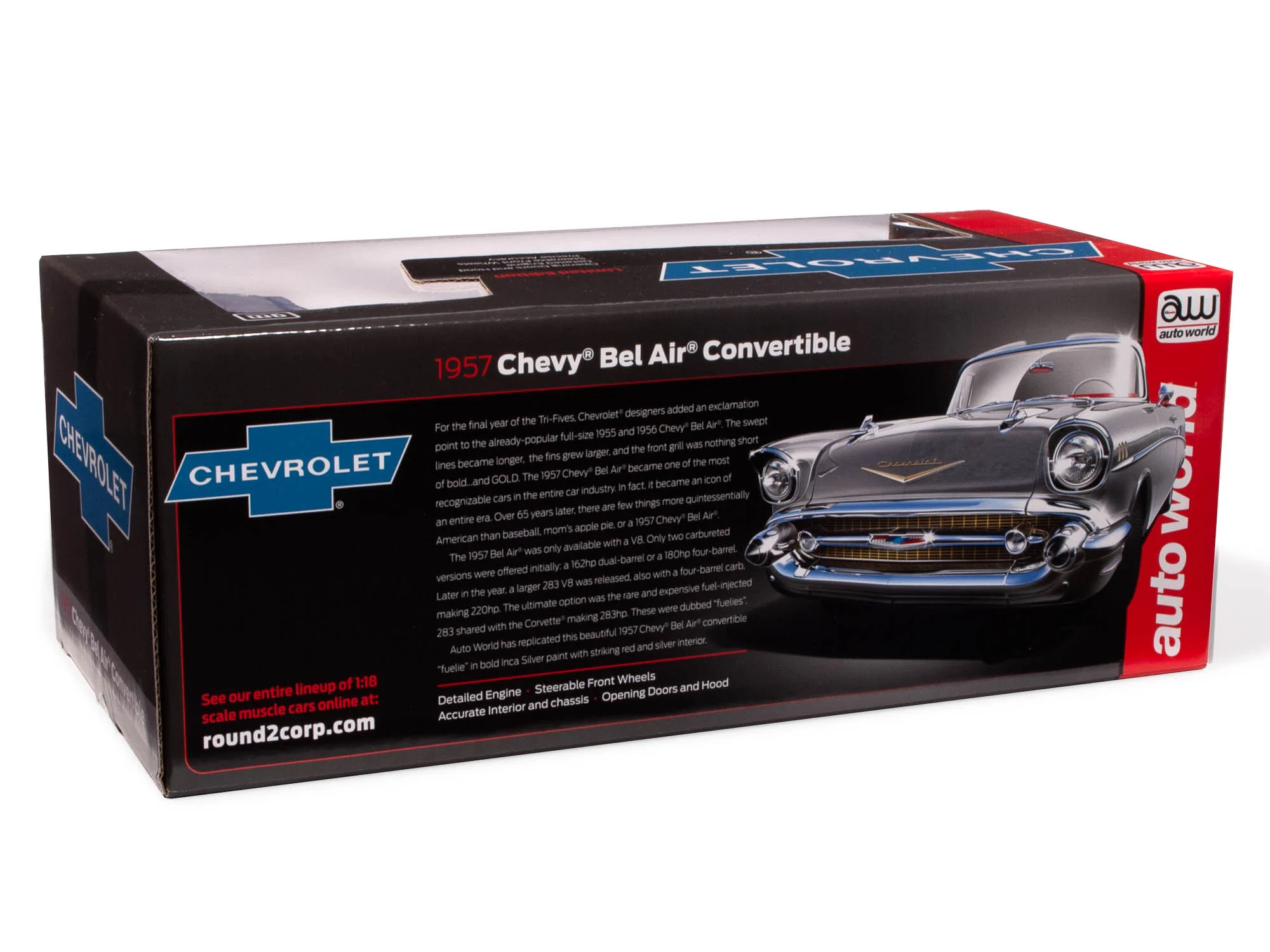 Auto World 1957 Chevrolet Bel Air Convertible 1:18 Scale Diecast - Image 11