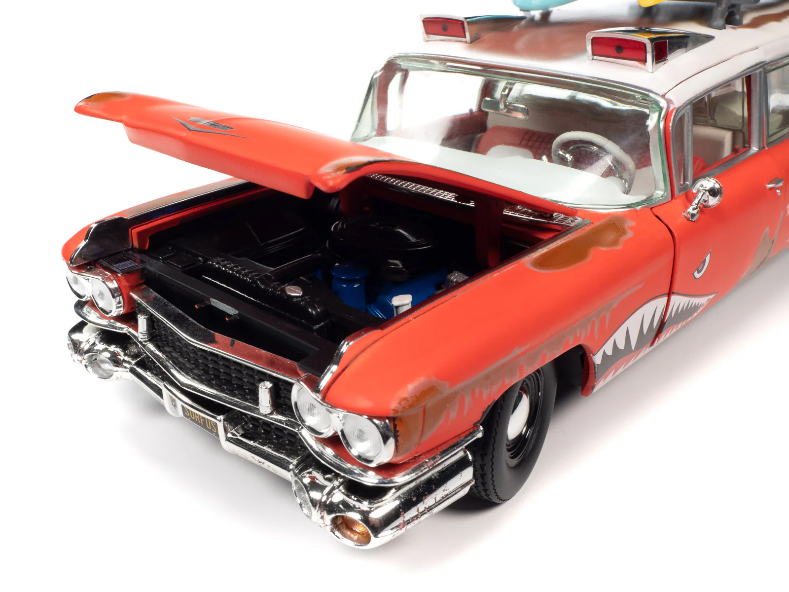Auto World 1959 Cadillac Eldorado Ambulance Surf Shark 1:18 Scale Diecast - Image 10