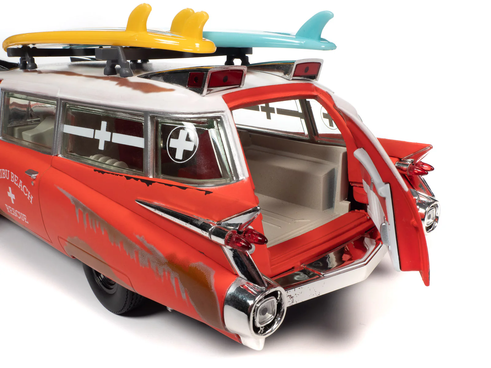 Auto World 1959 Cadillac Eldorado Ambulance Surf Shark 1:18 Scale Diecast - Image 11
