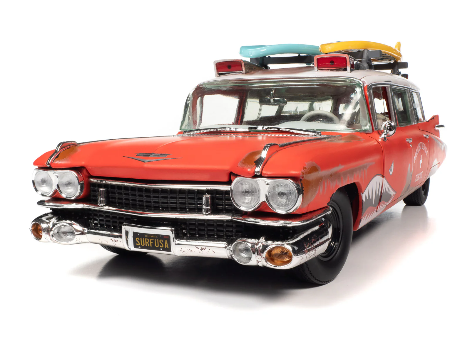 Auto World 1959 Cadillac Eldorado Ambulance Surf Shark 1:18 Scale Diecast - Image 3