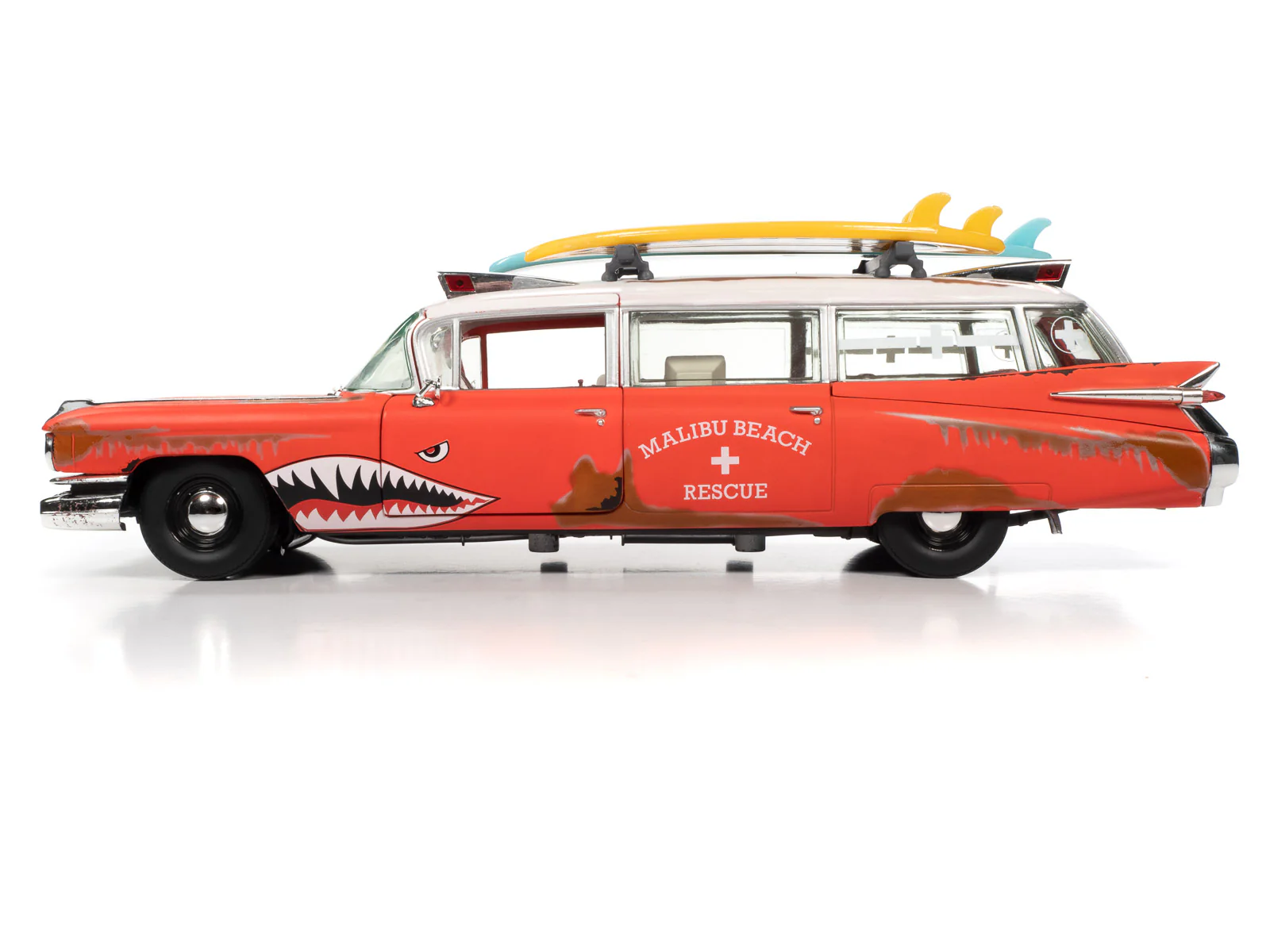 Auto World 1959 Cadillac Eldorado Ambulance Surf Shark 1:18 Scale Diecast - Image 4
