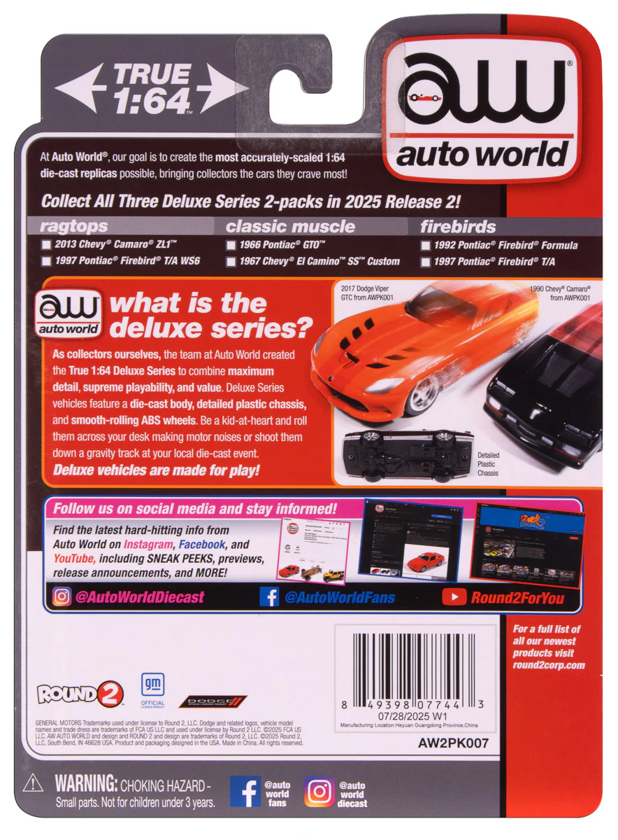 Auto World 2025 Release 2 Firebirds Deluxe (2-Pack) Version A 1:64 Scale Diecast - Image 5