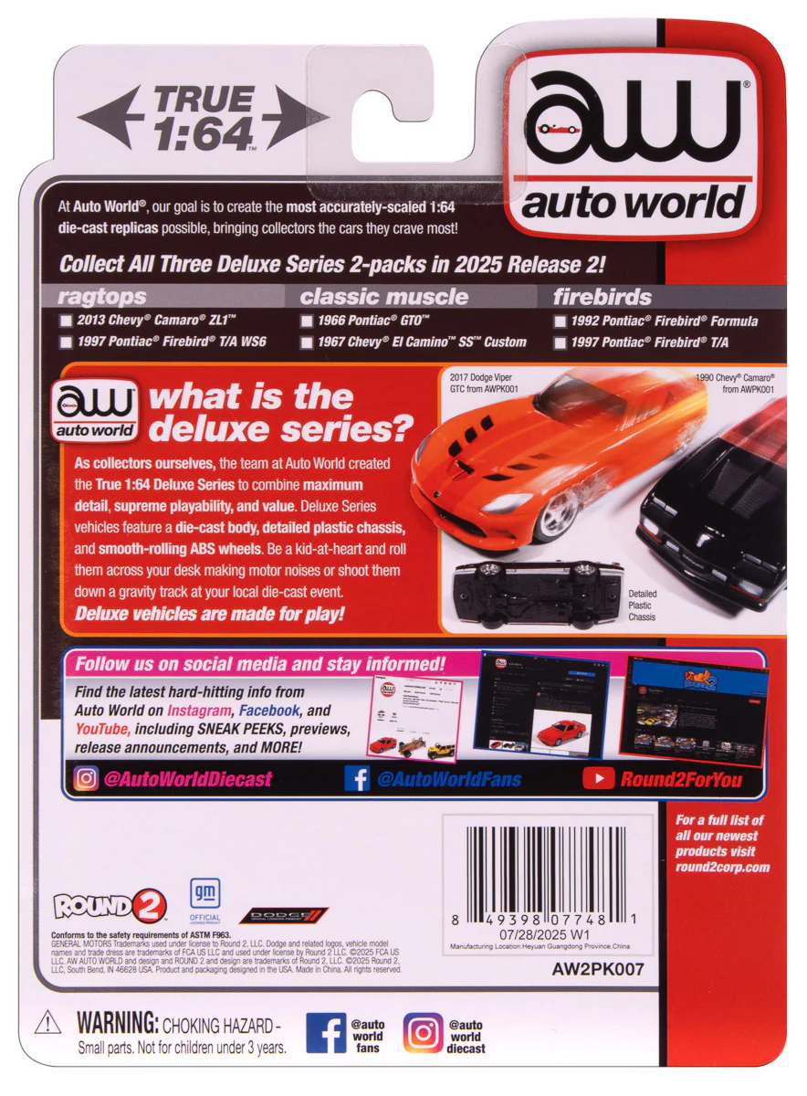 Auto World 2025 Release 2 Firebirds Deluxe (2-Pack) Version B 1:64 Scale Diecast - Image 5