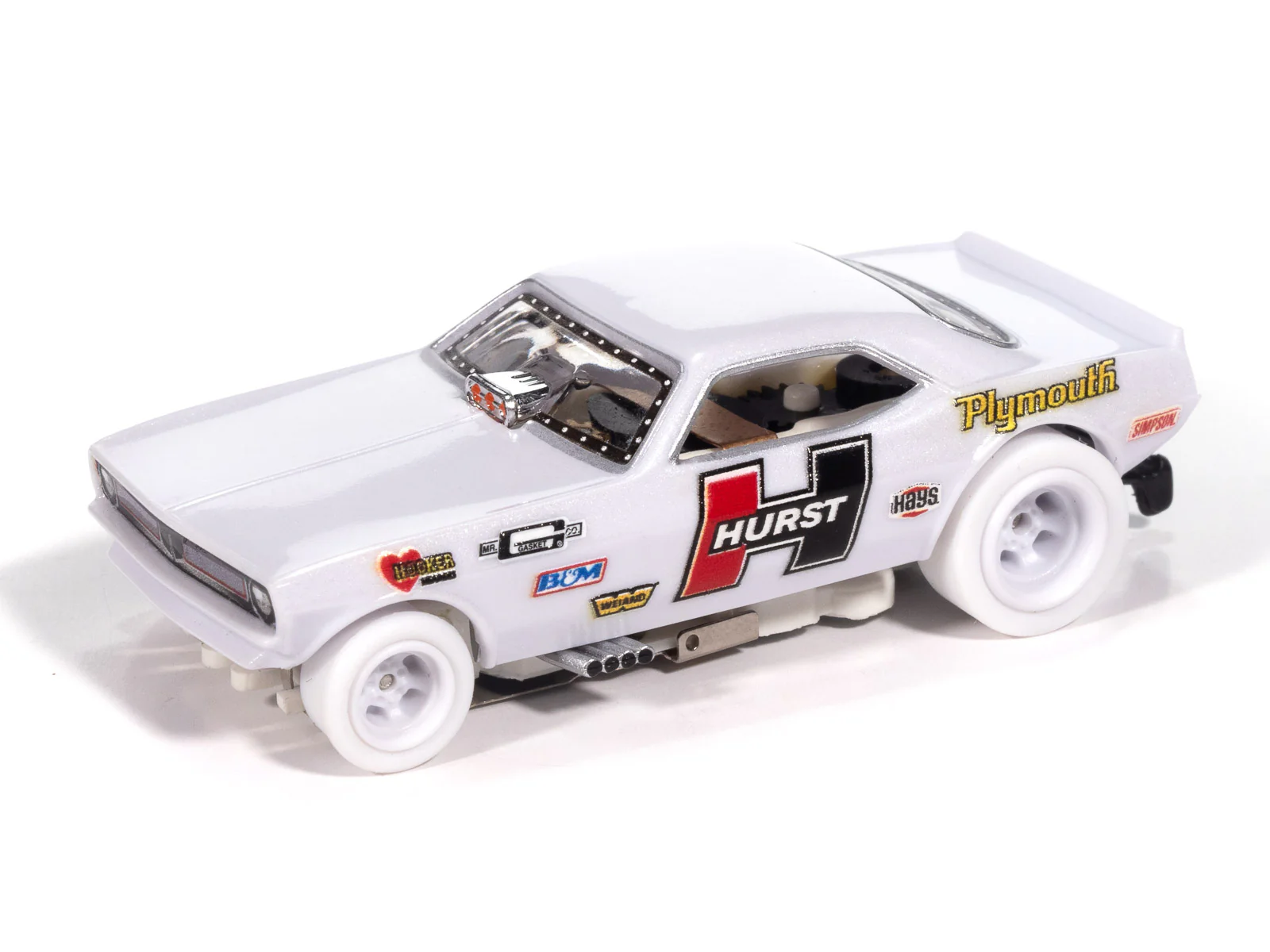 Auto World 4Gear 1970 Plymouth Barracuda Drag Hurst Shifters (iWheels) HO Scale Slot Car