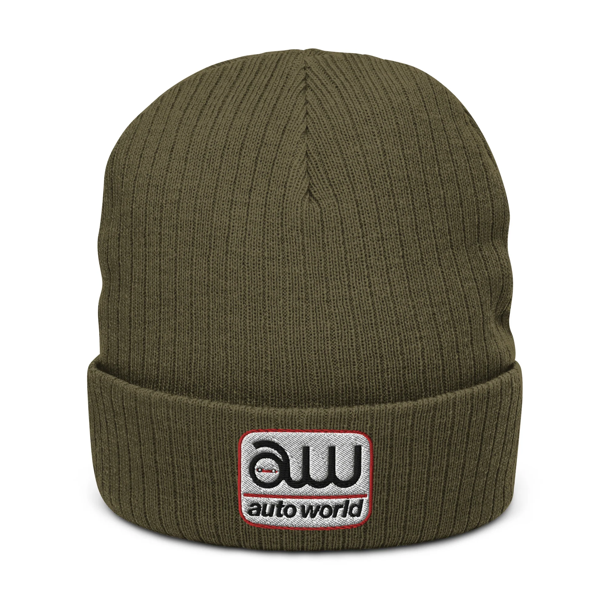 AUTO WORLD LOGO PRINTED RIBBED KNIT BEANIE - Image 3