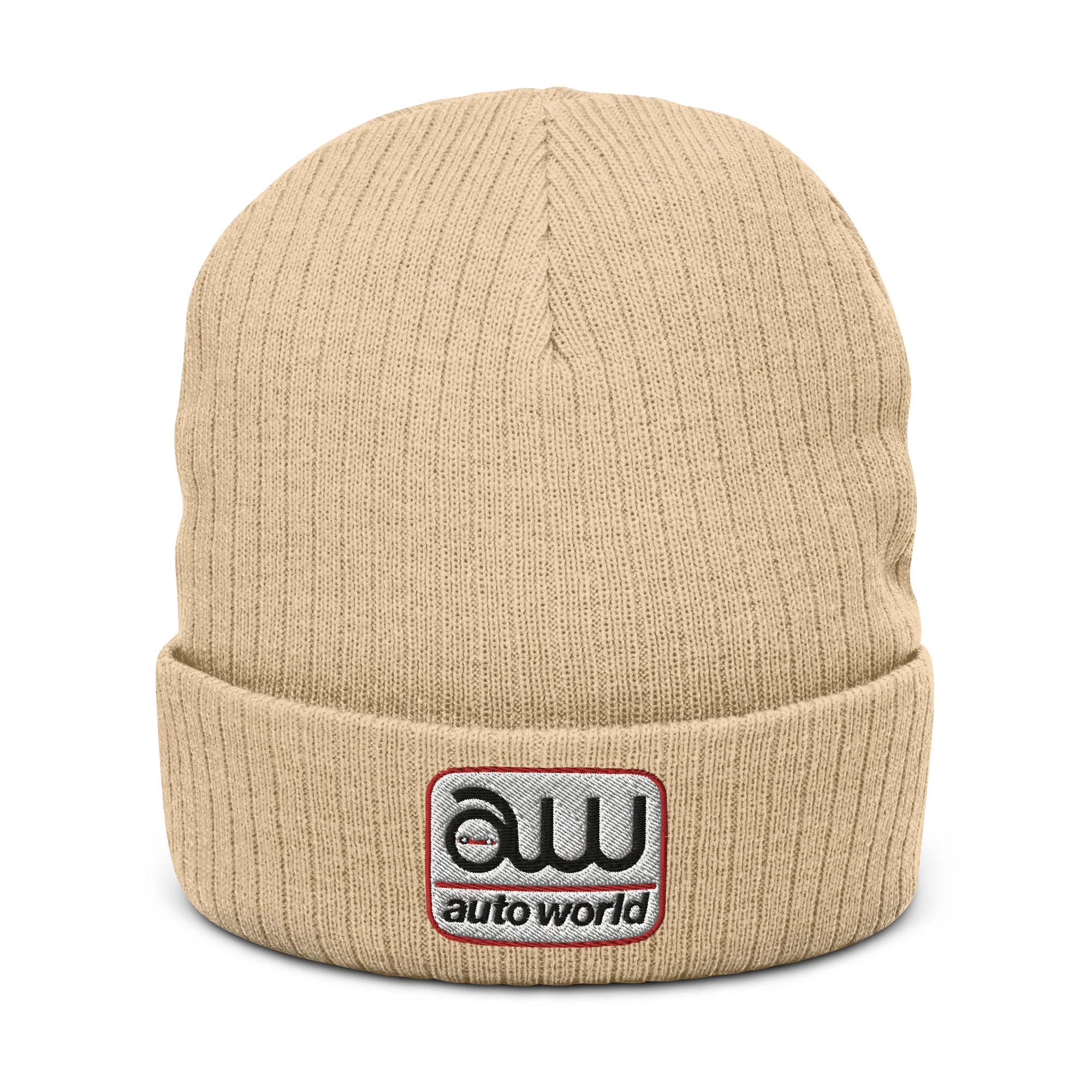 AUTO WORLD LOGO PRINTED RIBBED KNIT BEANIE - Image 5