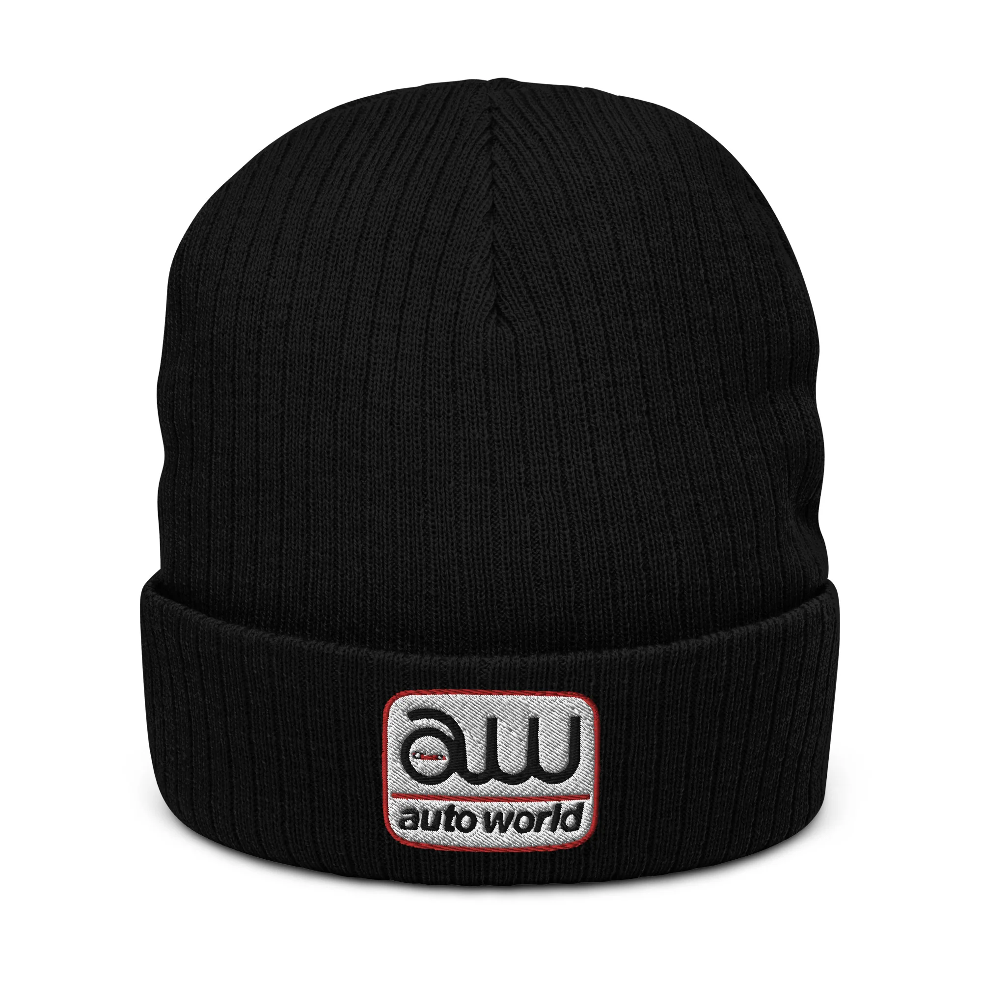 AUTO WORLD LOGO PRINTED RIBBED KNIT BEANIE - Image 7