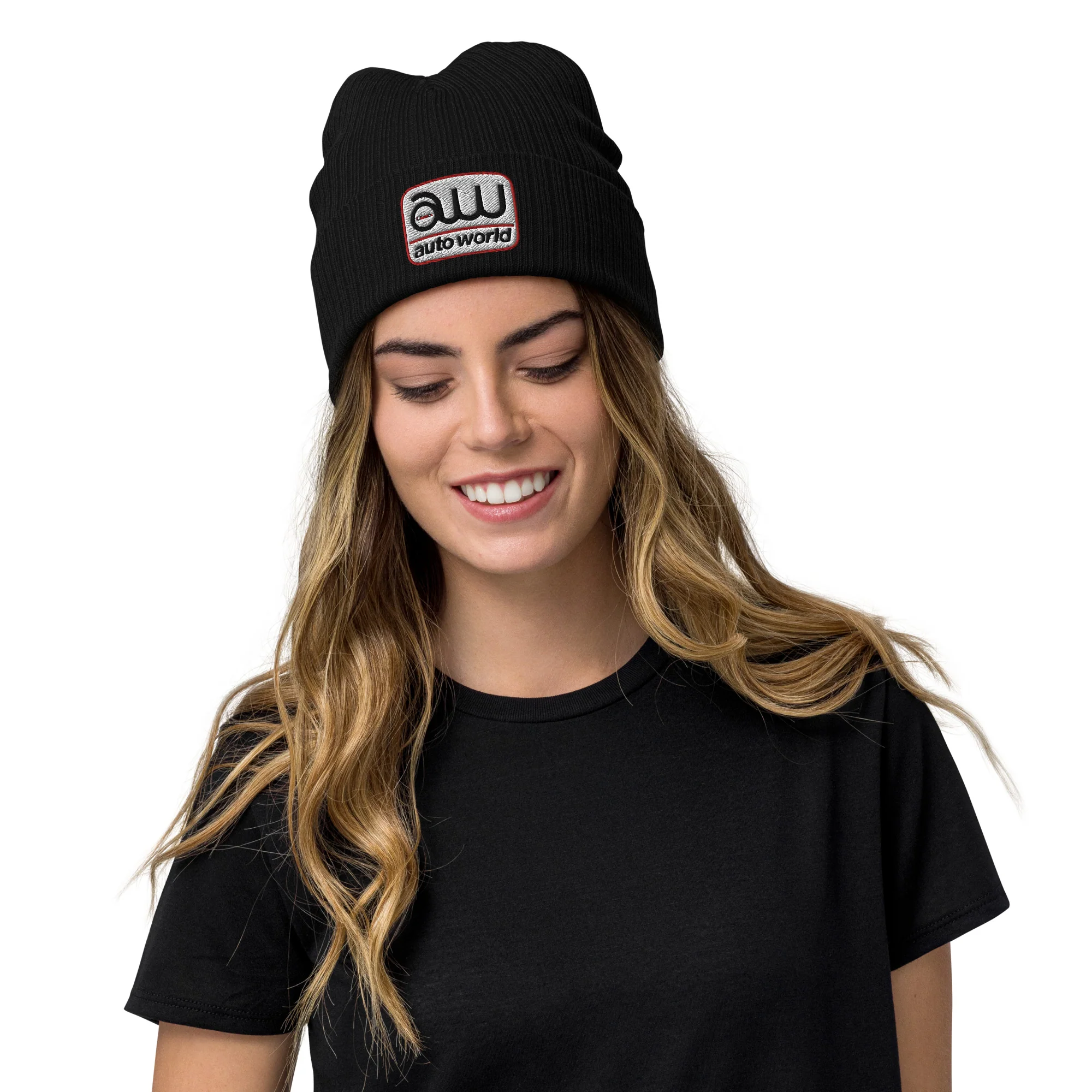 AUTO WORLD LOGO PRINTED RIBBED KNIT BEANIE - Image 8