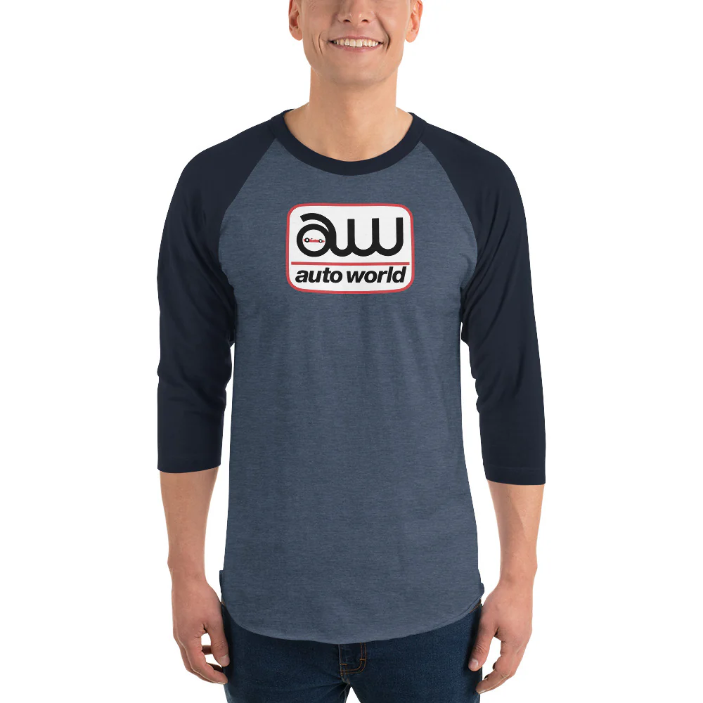 AUTO WORLD LOGO PRINTED T-SHIRT (FRONT) 3/4 Sleeve Raglan Shirt - Image 3