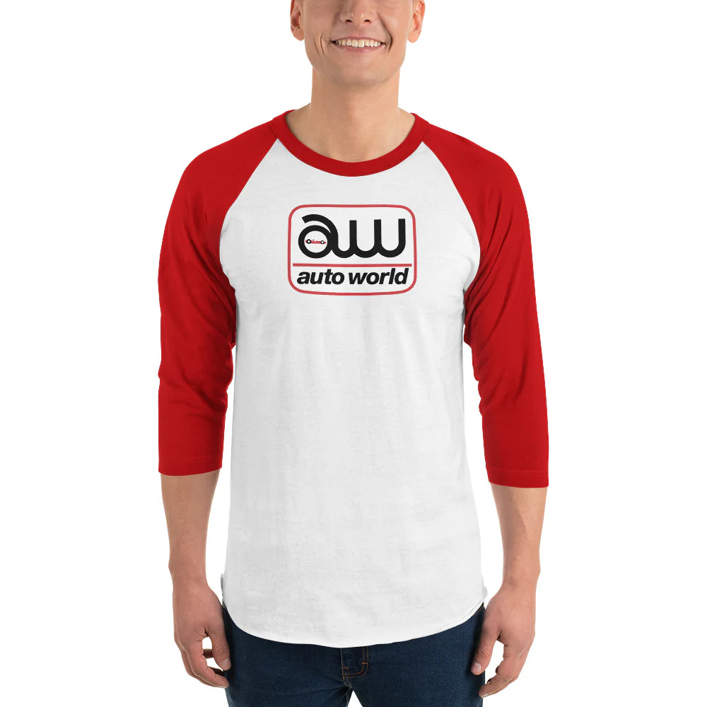 AUTO WORLD LOGO PRINTED T-SHIRT (FRONT) 3/4 Sleeve Raglan Shirt - Image 7