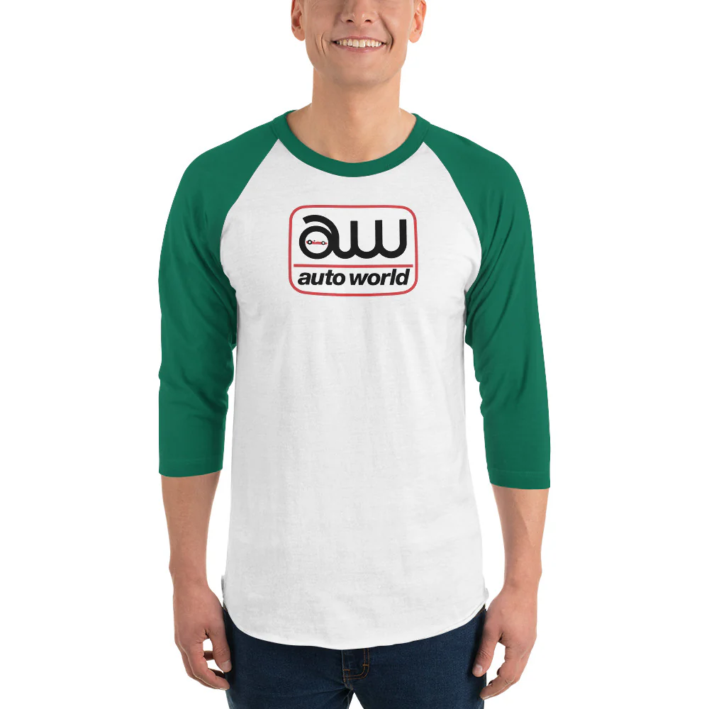 AUTO WORLD LOGO PRINTED T-SHIRT (FRONT) 3/4 Sleeve Raglan Shirt - Image 9