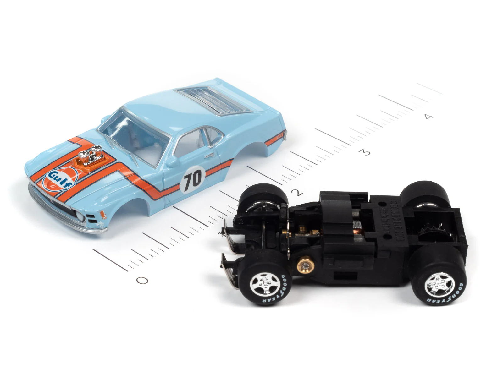 Auto World Super III 1970 Ford Boss Mustang (Gulf Blue) HO Scale Slot Car - Image 3