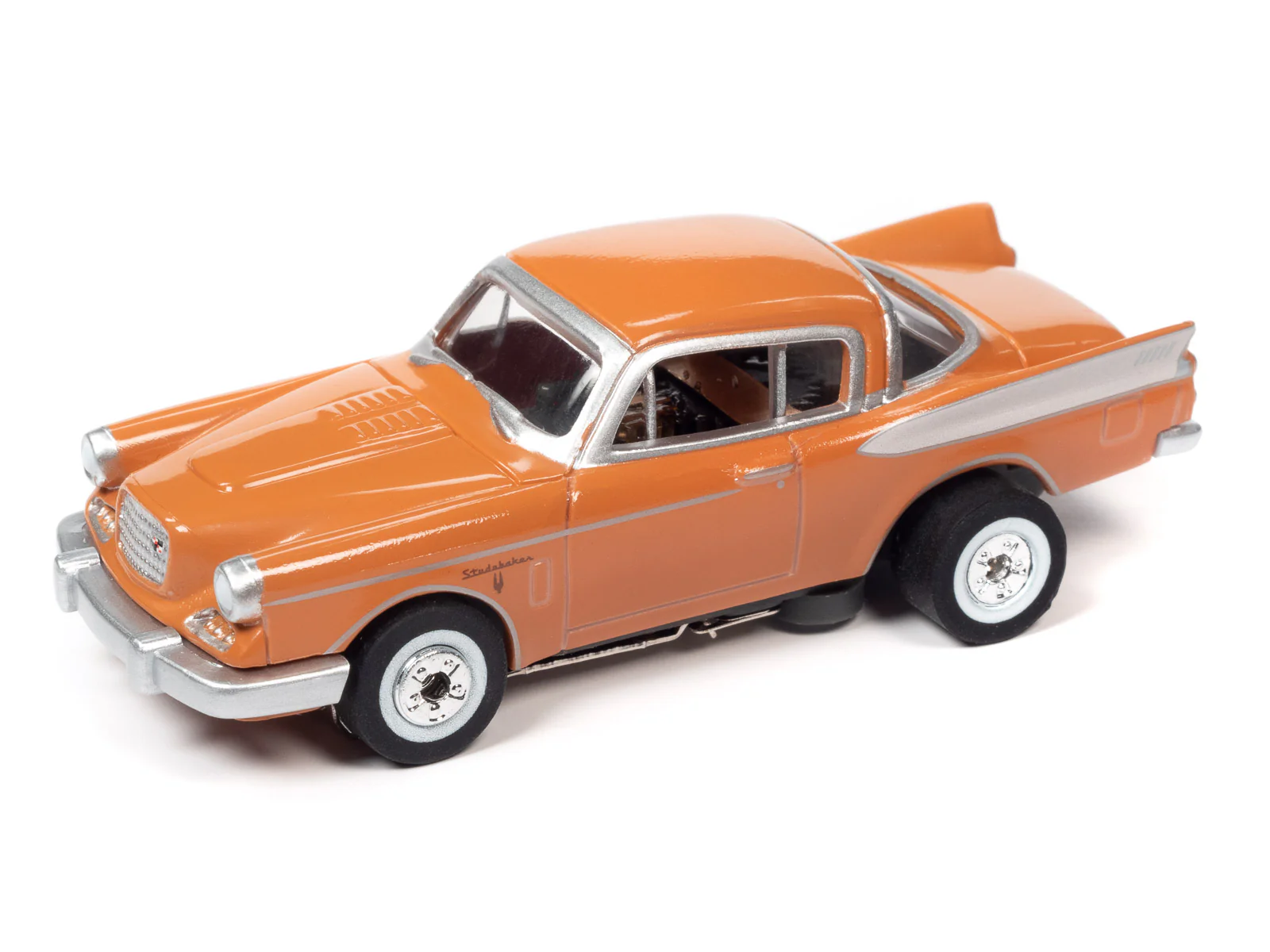 Auto World Thunderjet 1957 Studebaker Golden Hawk (Orange) HO Scale Slot Car - Image 2