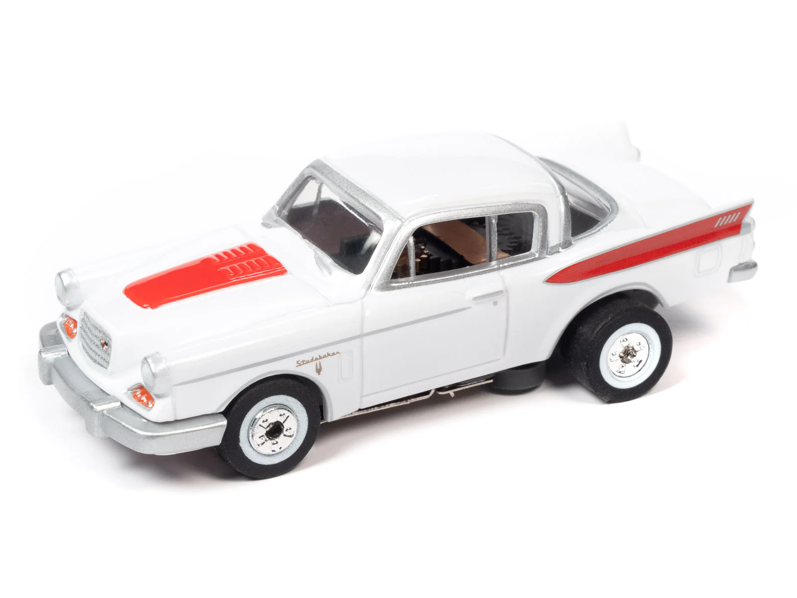 Auto World Thunderjet 1957 Studebaker Golden Hawk (White) HO Scale Slot Car - Image 2
