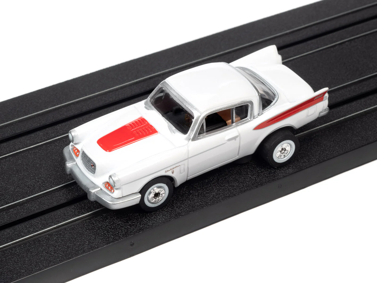 Auto World Thunderjet 1957 Studebaker Golden Hawk (White) HO Scale Slot Car - Image 4