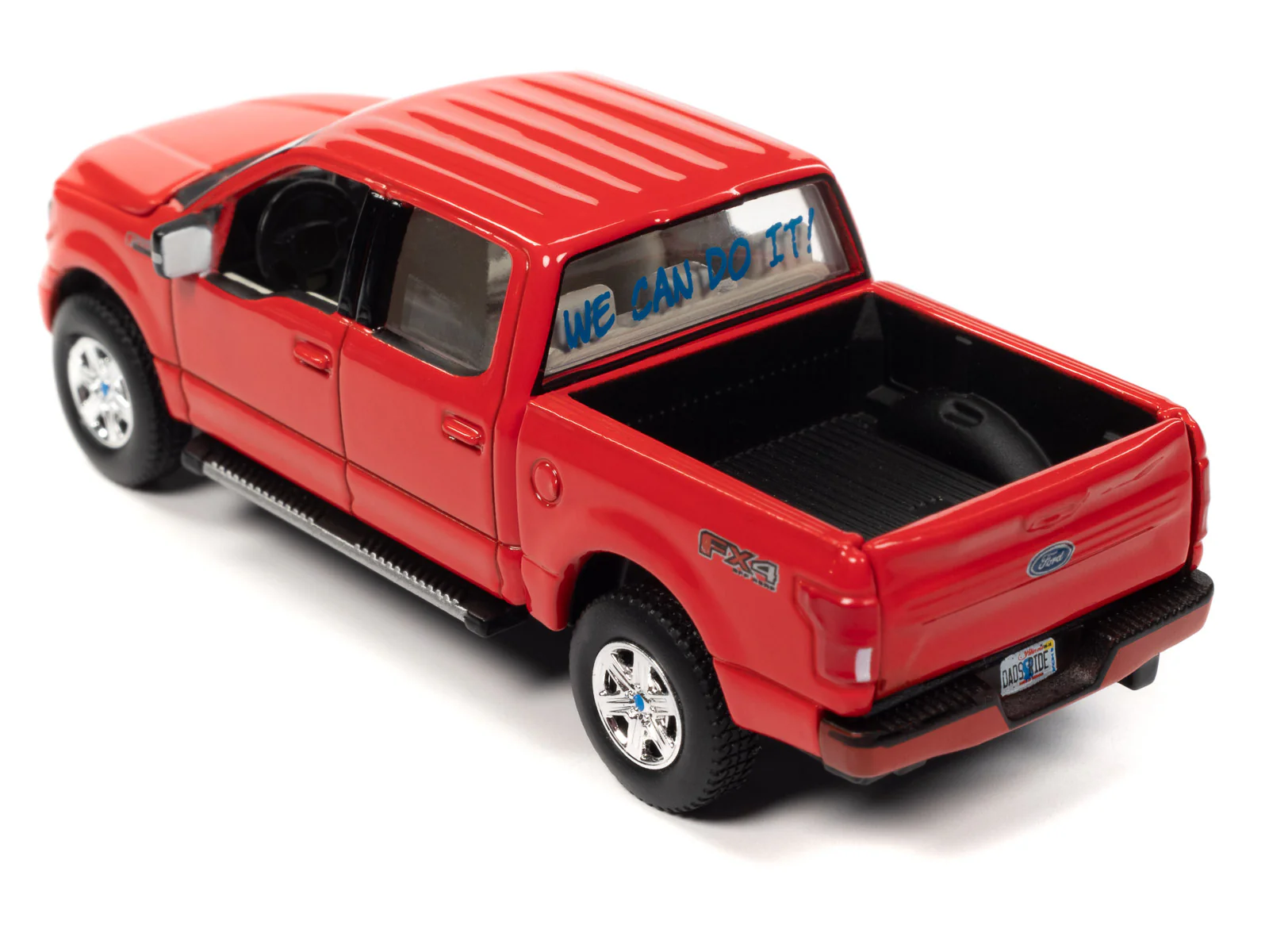 Auto World Worlds Best Dad 2018 Ford F150 Lariat Pickup Truck w/Base & Trading Card (Red) 1:64 Scale Diecast - Image 4