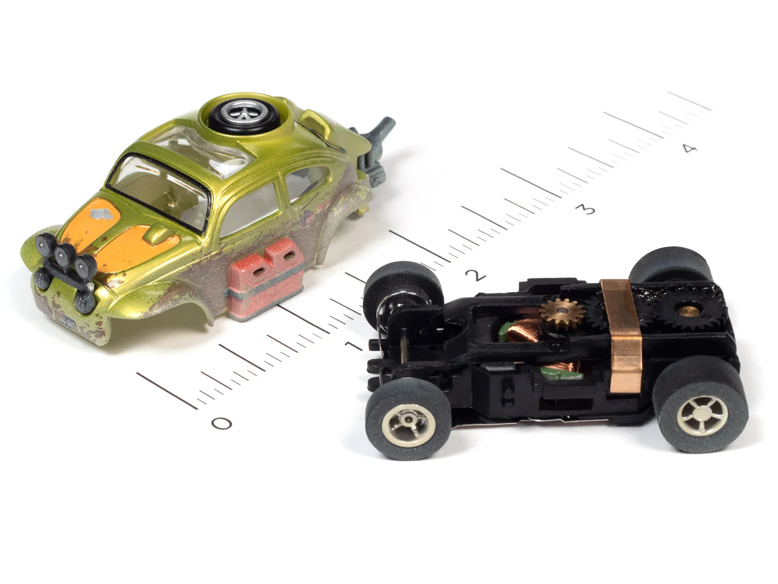 Auto World Xtraction 1965 Volkswagen Baja Bug Green HO Scale Slot Car - Image 3