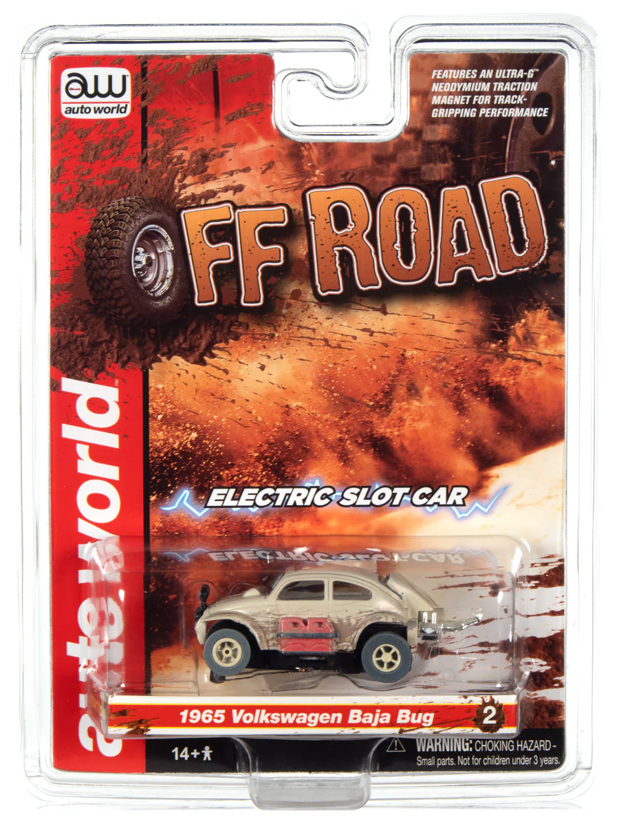 Auto World Xtraction 1965 Volkswagen Baja Bug White HO Scale Slot Car