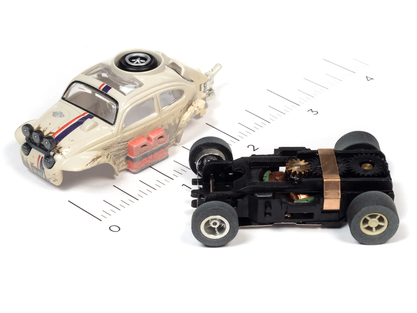 Auto World Xtraction 1965 Volkswagen Baja Bug White HO Scale Slot Car - Image 3