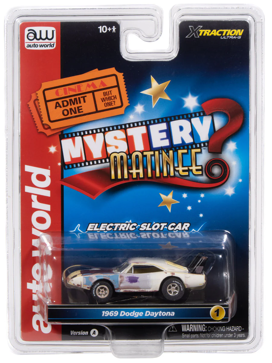 Auto World Xtraction 1969 Dodge Daytona Mystery Matinee (Yellow & Blue) HO Scale Slot Car