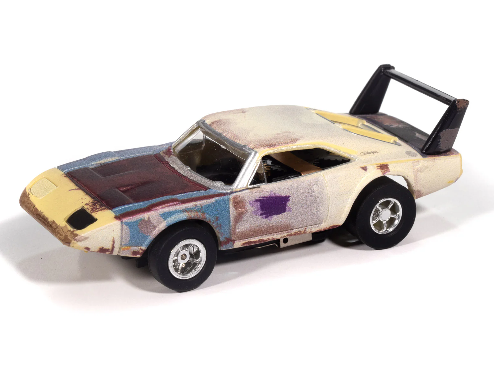 Auto World Xtraction 1969 Dodge Daytona Mystery Matinee (Yellow & Blue) HO Scale Slot Car - Image 2