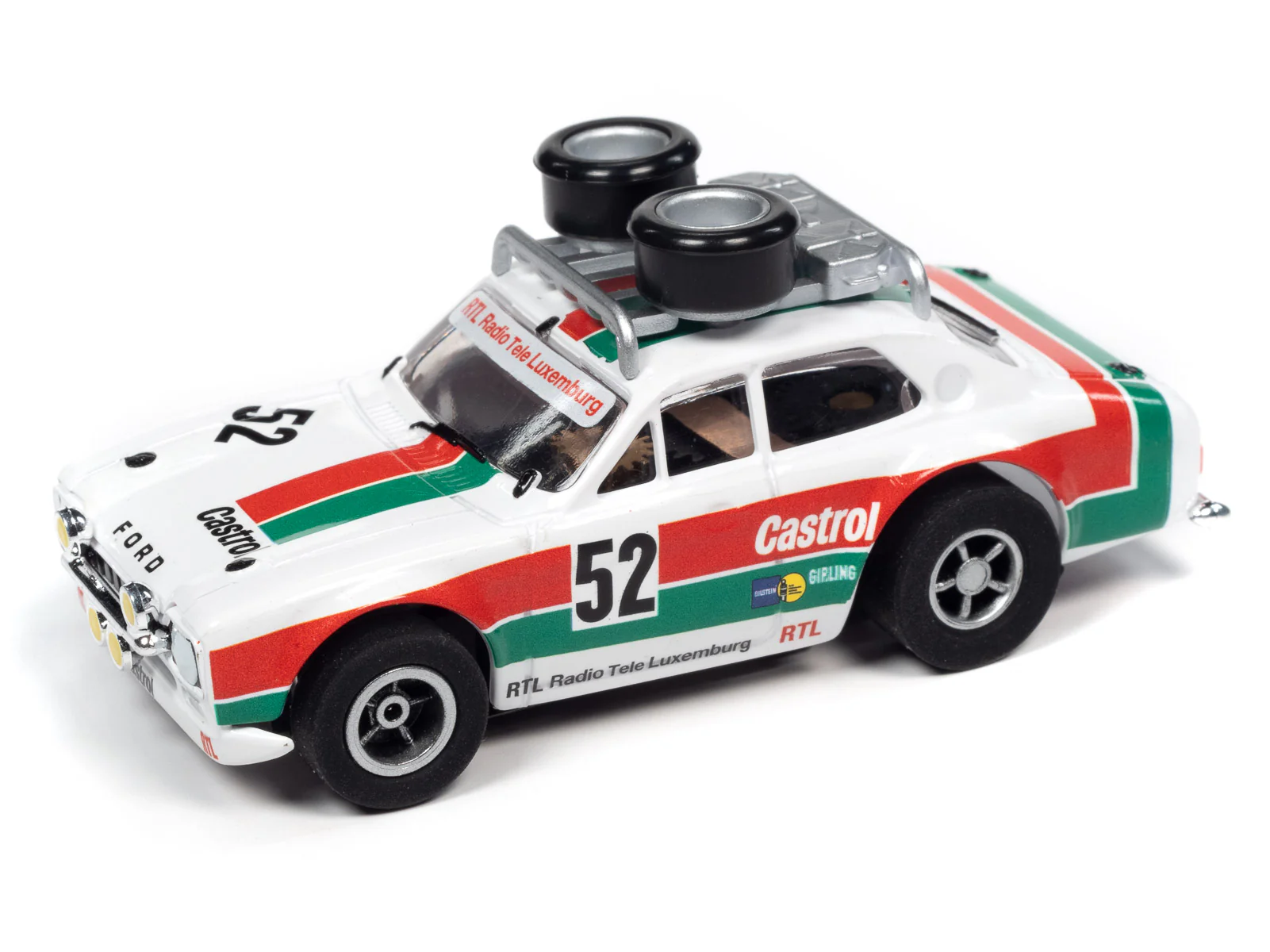 Auto World Xtraction 1975 Ford Rally Escort (red,green,white) HO Scale Slot Car - Image 2