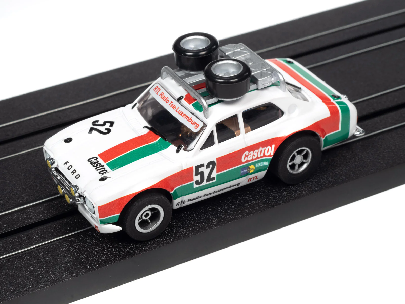Auto World Xtraction 1975 Ford Rally Escort (red,green,white) HO Scale Slot Car - Image 4