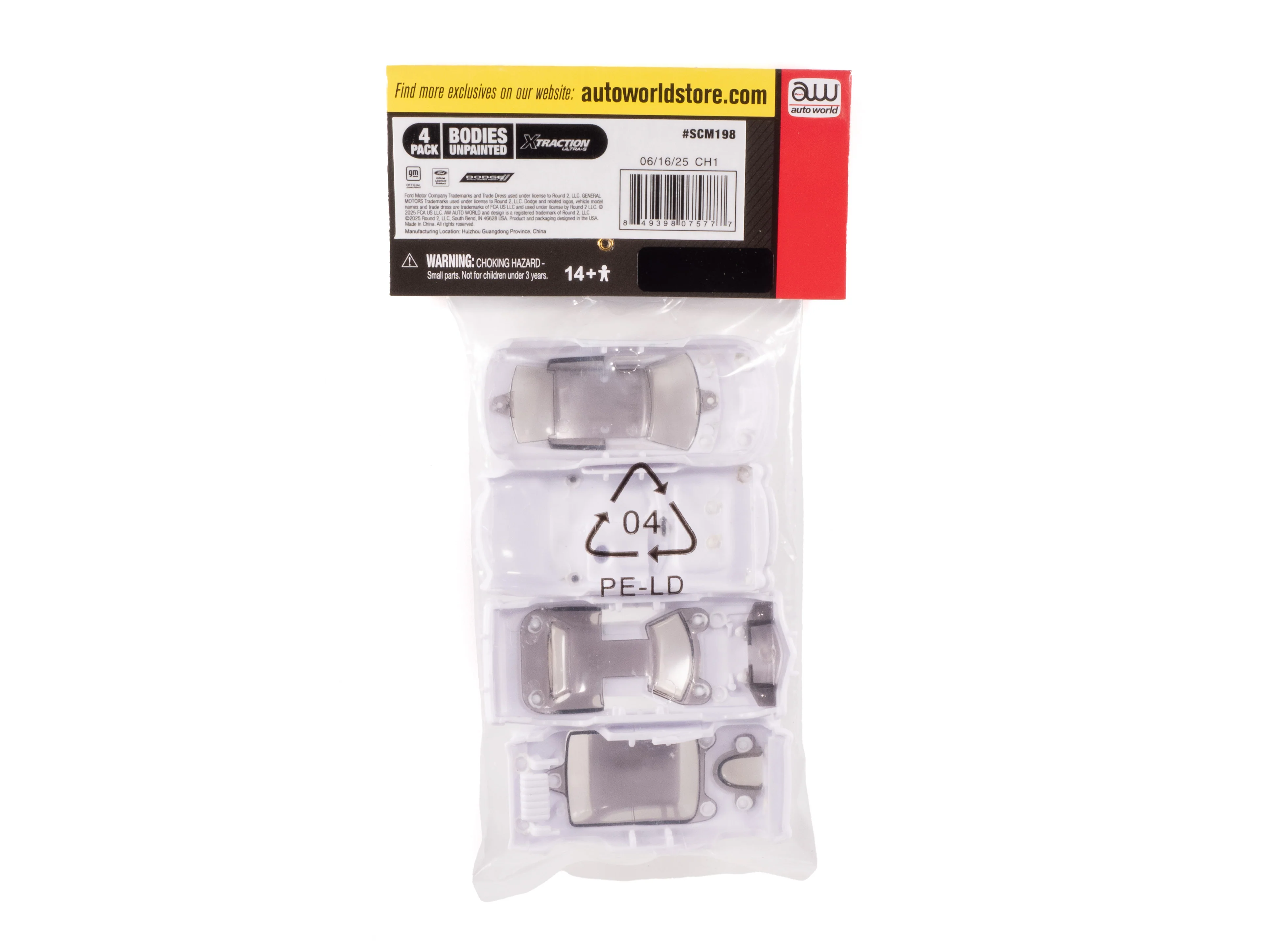 Auto World Xtraction '55 Bel Air, '57 Corvette, '76 Torino, '21 Charger Hellcat HO Scale Unpainted Bodies (4-pack) - Image 2