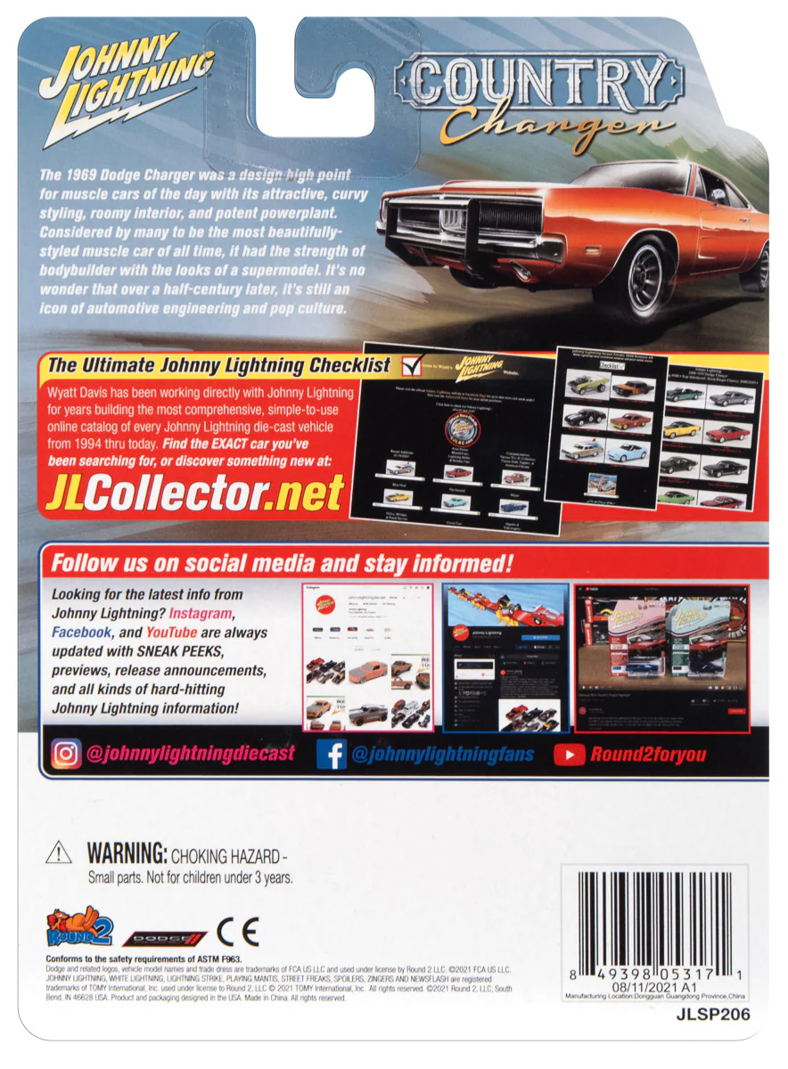 Johnny Lightning 1969 Dodge Charger (Orange) 1:64 Scale Diecast - Image 4